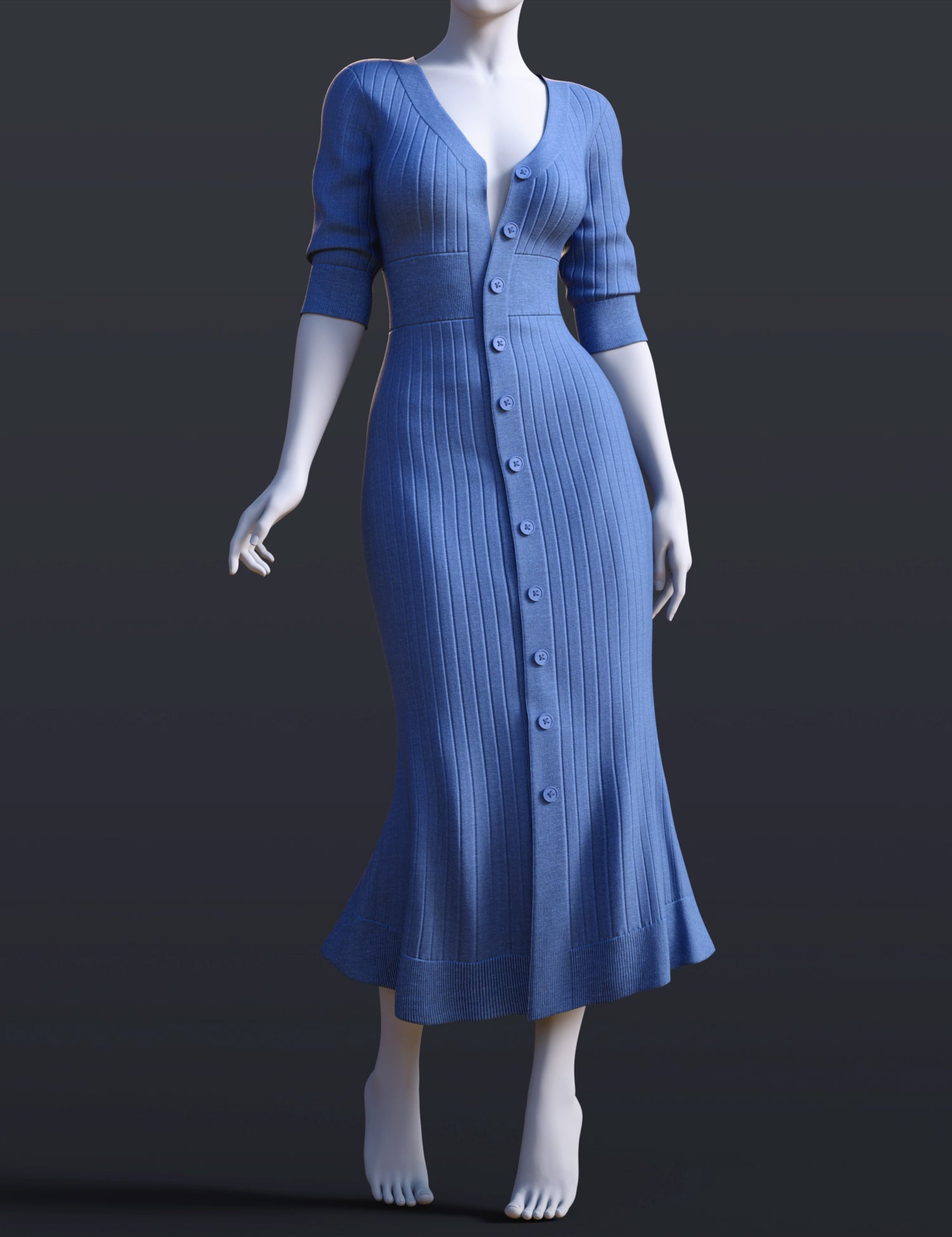 dForce BS Long Dress for Genesis 9 by: BirthStone, 3D Models by Daz 3D