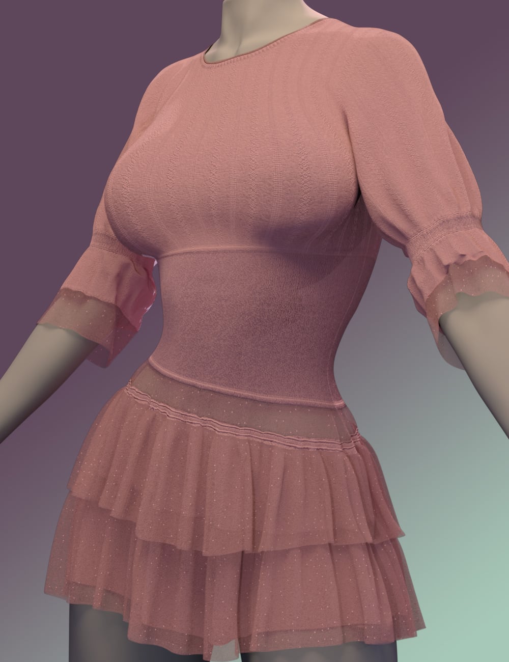 ZK dForce Frilled Dress by: ZKuro, 3D Models by Daz 3D