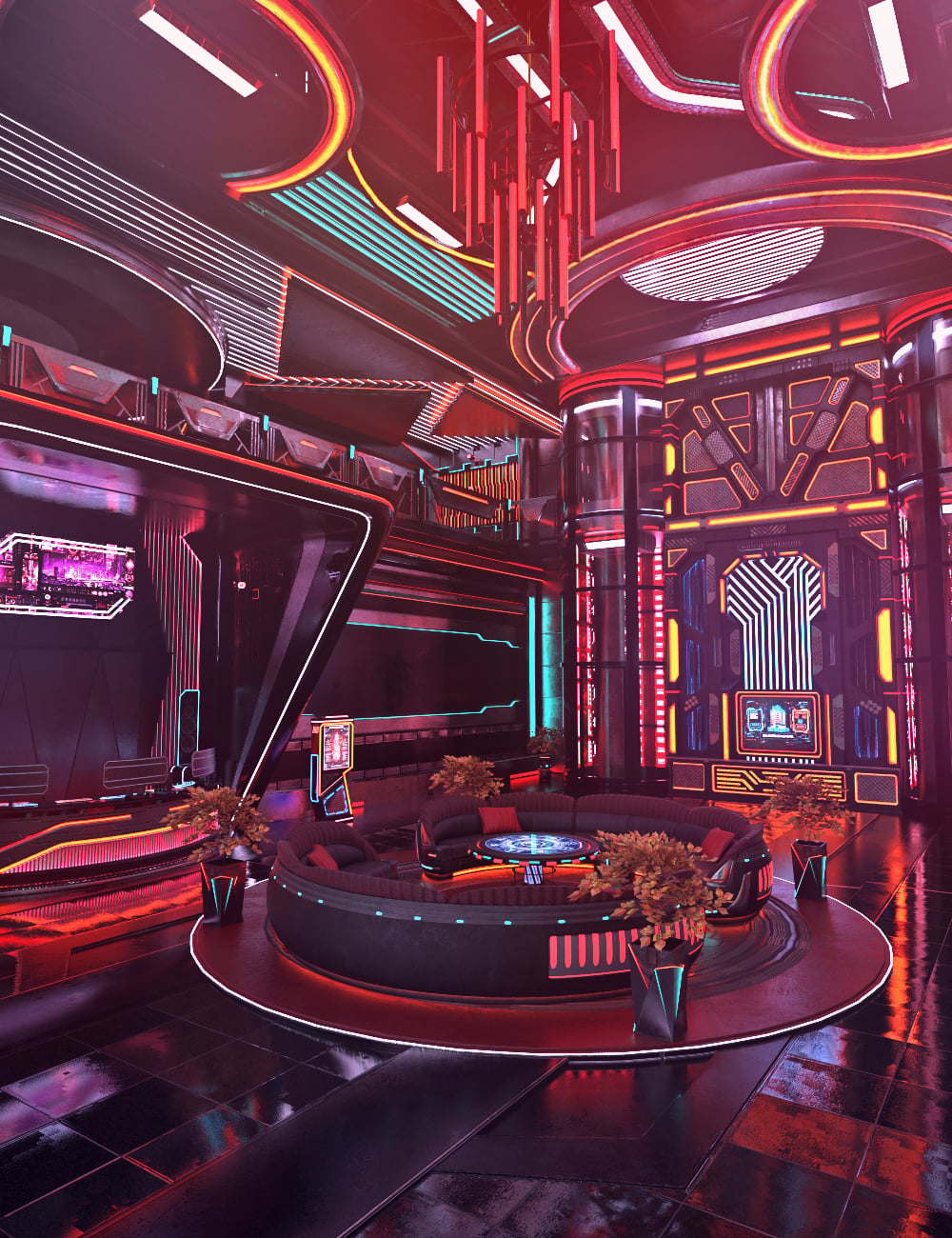 XI Cyberpunk Hotel Lobby by: Xivon, 3D Models by Daz 3D