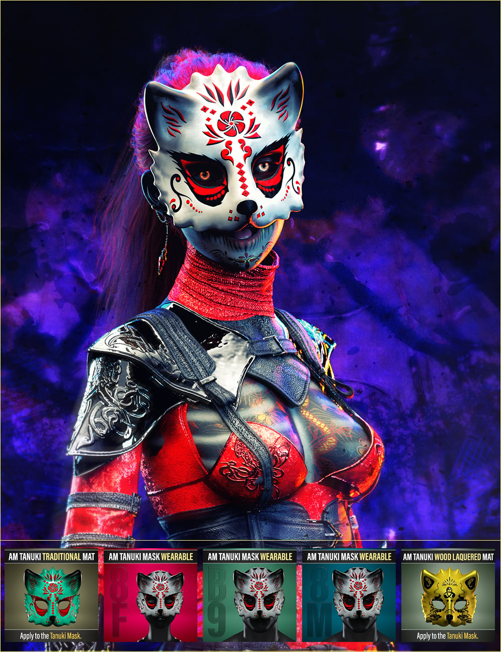 FPE Artisan Mask Tanuki for Genesis 8 and 9 by: FenixPhoenixEsid, 3D Models by Daz 3D