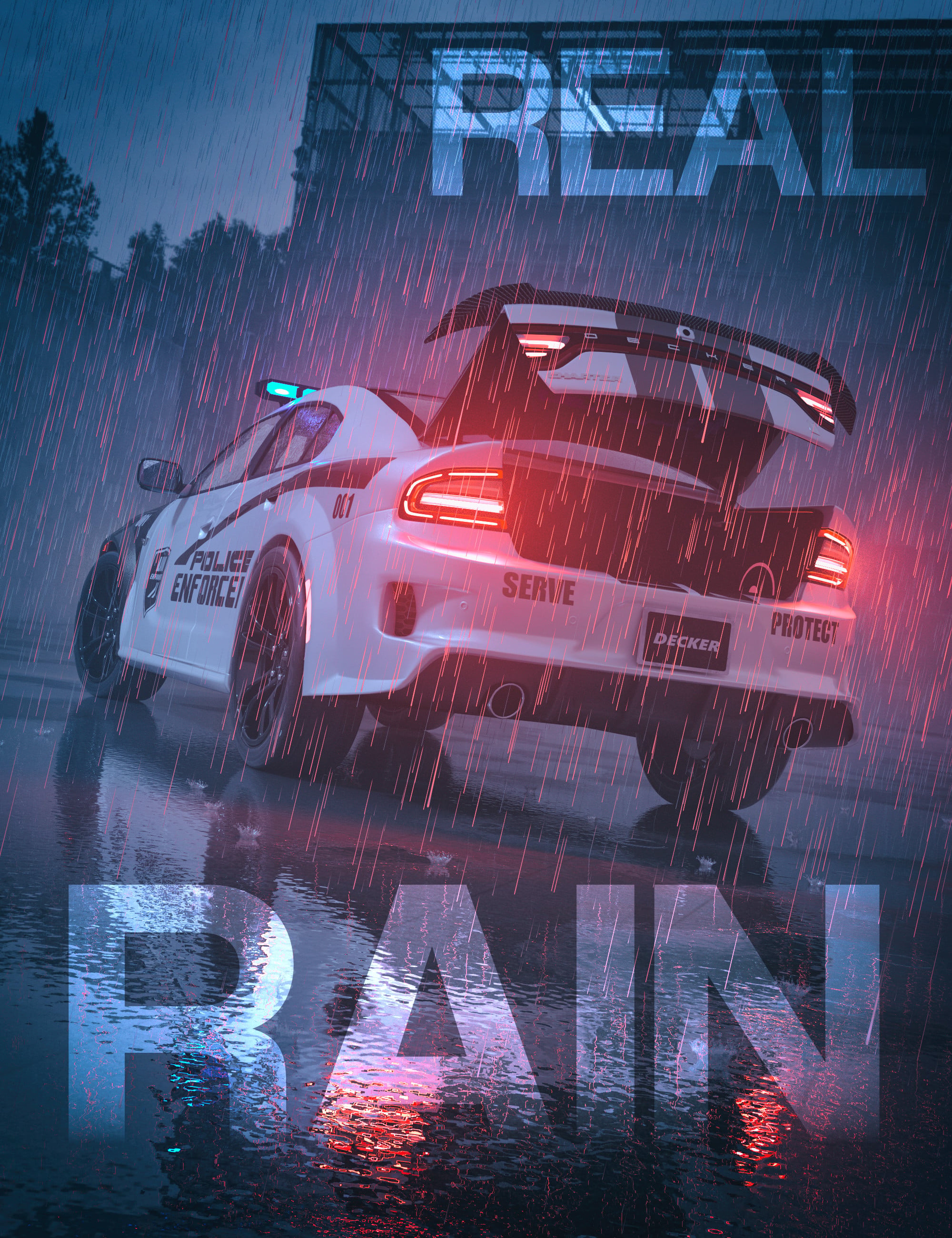Real Rain Volume, Puddles & Splashes for HDRIs by: Spectral Frames, 3D Models by Daz 3D