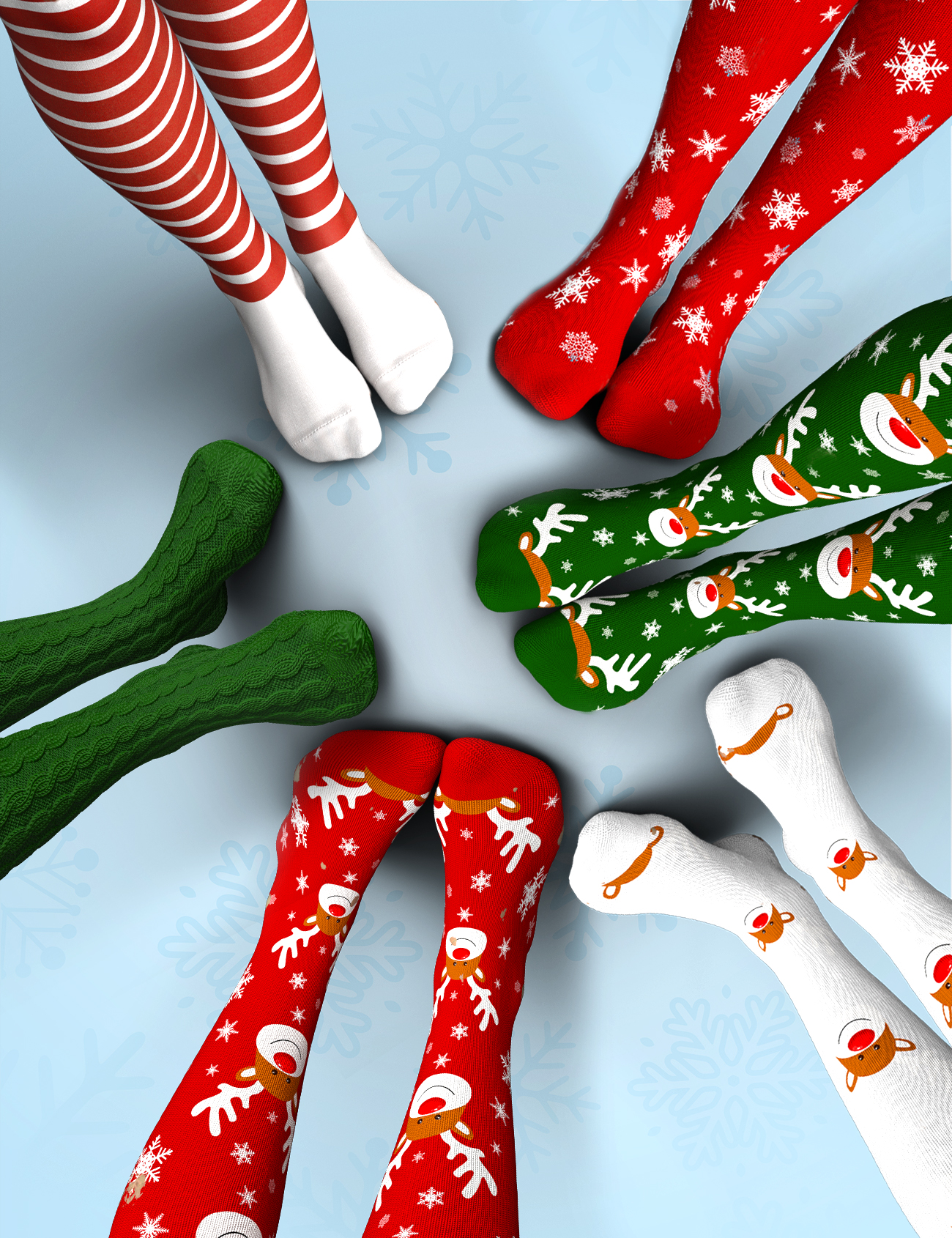 X-Fashion Christmas Socks Edition for Genesis 9 and 8 Female by: xtrart-3d, 3D Models by Daz 3D