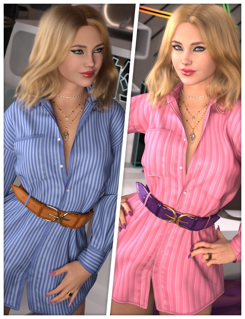 Fashionable Textures for dForce SU Chic Shirt Set by: ShanasSoulmate, 3D Models by Daz 3D