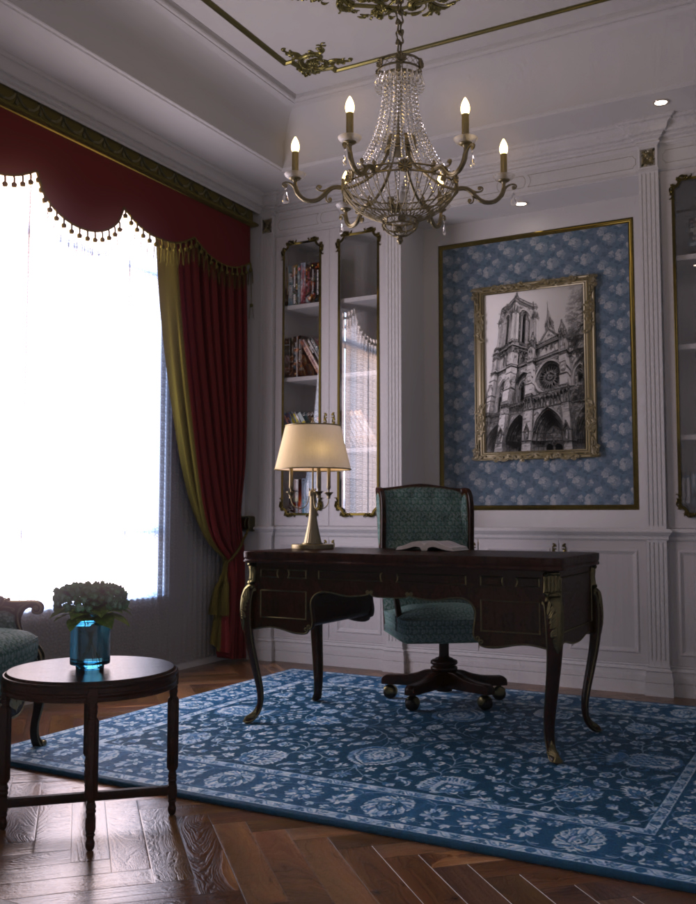 Cozy French Studio by: Human, 3D Models by Daz 3D