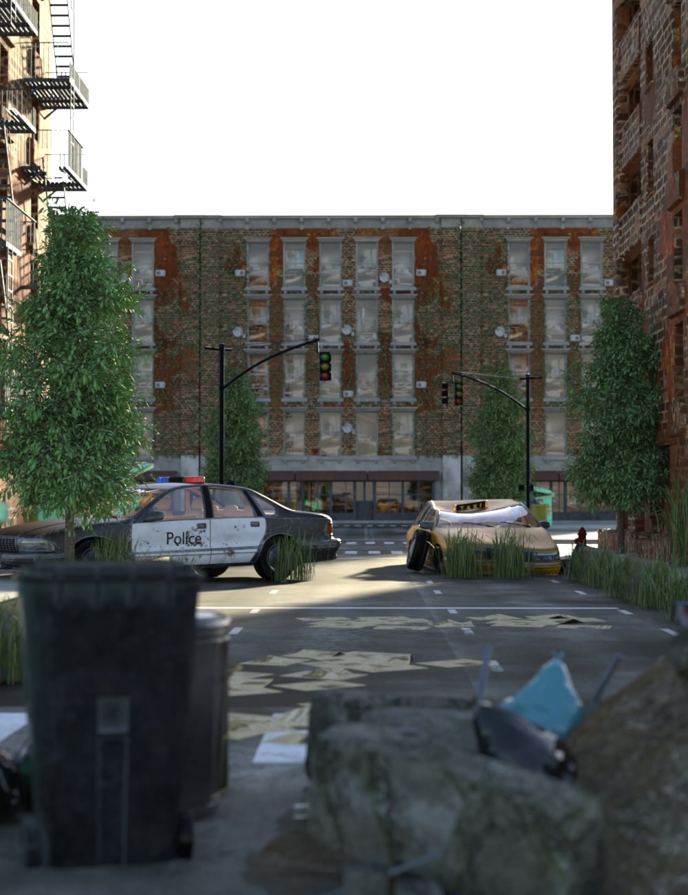 AP Post-Apocalyptic City Buildings Prop Set by: AcharyaPolina, 3D Models by Daz 3D