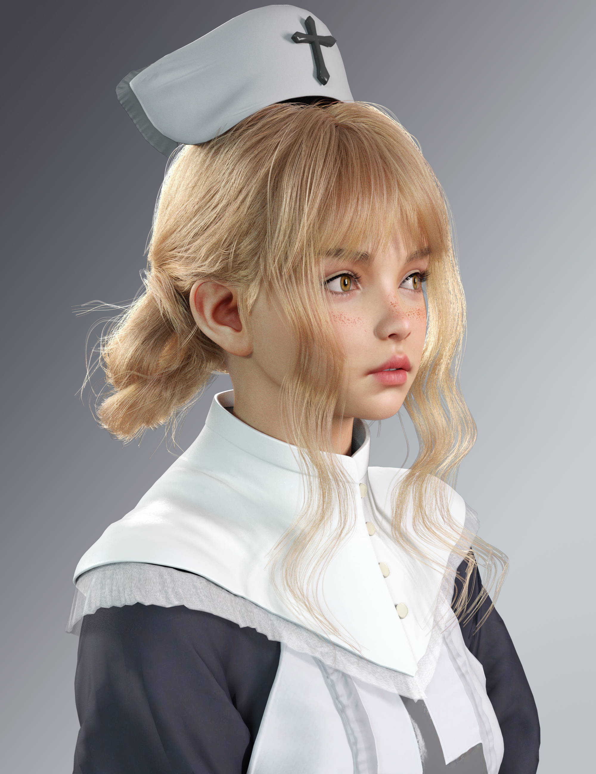dForce Double Spiral Bun Hair for Genesis 9 by: Magic Brush, 3D Models by Daz 3D