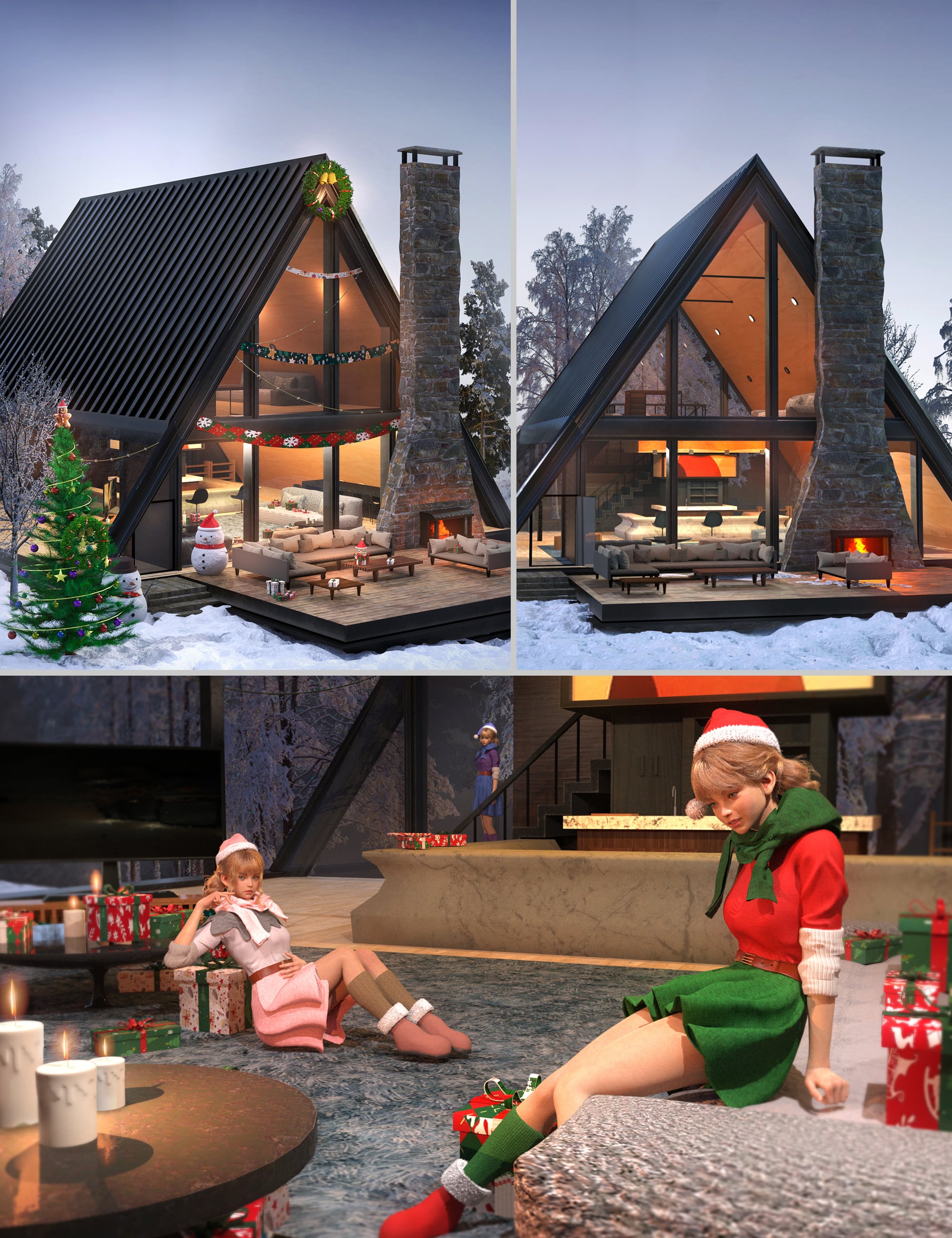 MB Christmas Woodland Cabin by: Magic Brush, 3D Models by Daz 3D