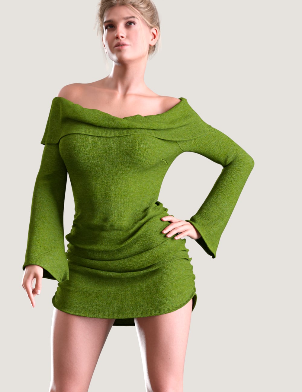 dForce TN Off Shoulder Dress for Genesis 9, 8, and 8.1 Female by: Tauna, 3D Models by Daz 3D