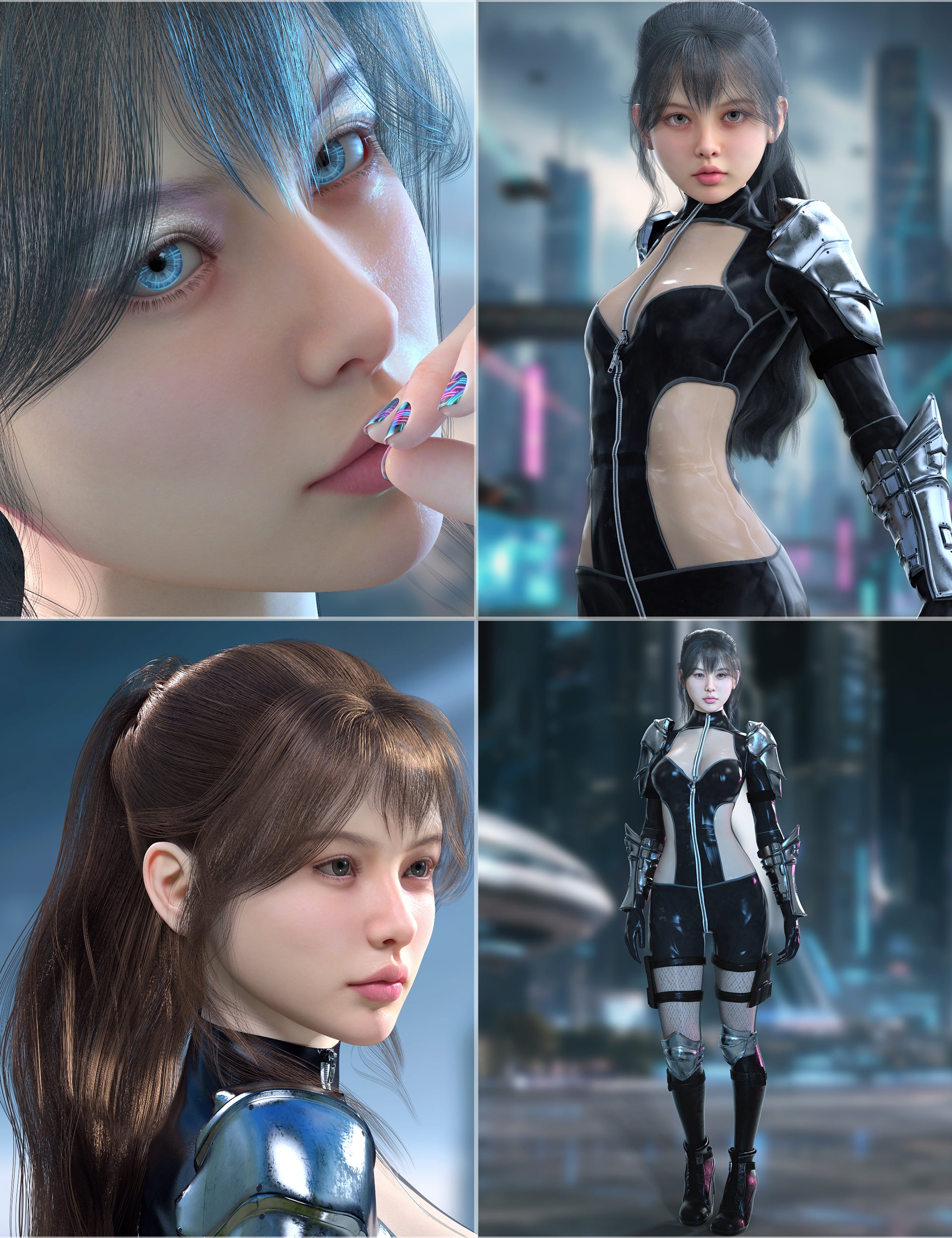 Vo Misao and Young HD Character, Hair, and Armour for Genesis 9 Bundle by: VOOTW, 3D Models by Daz 3D