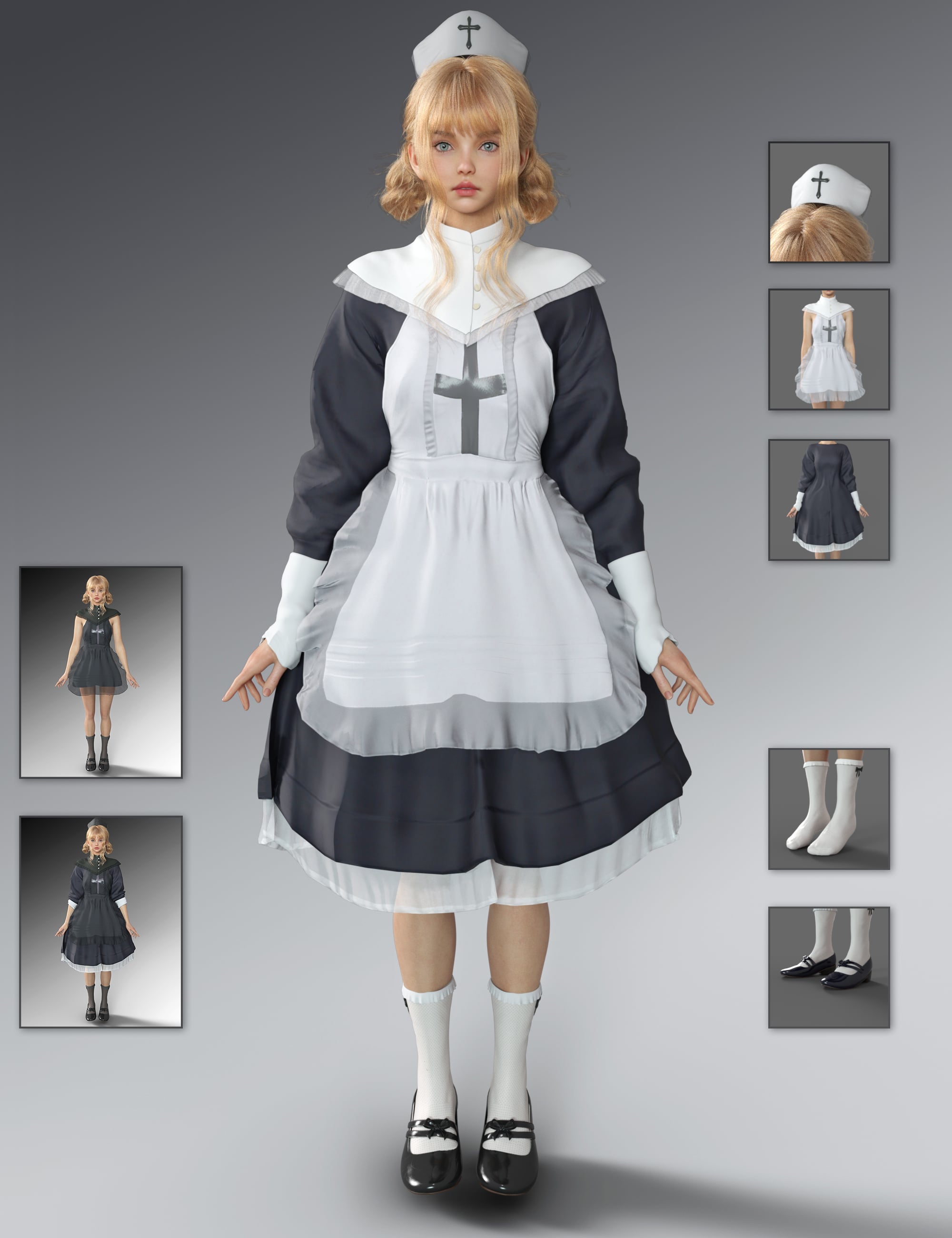 dForce MB Maid Suit for Genesis 9 Feminine by: Magic Brush, 3D Models by Daz 3D