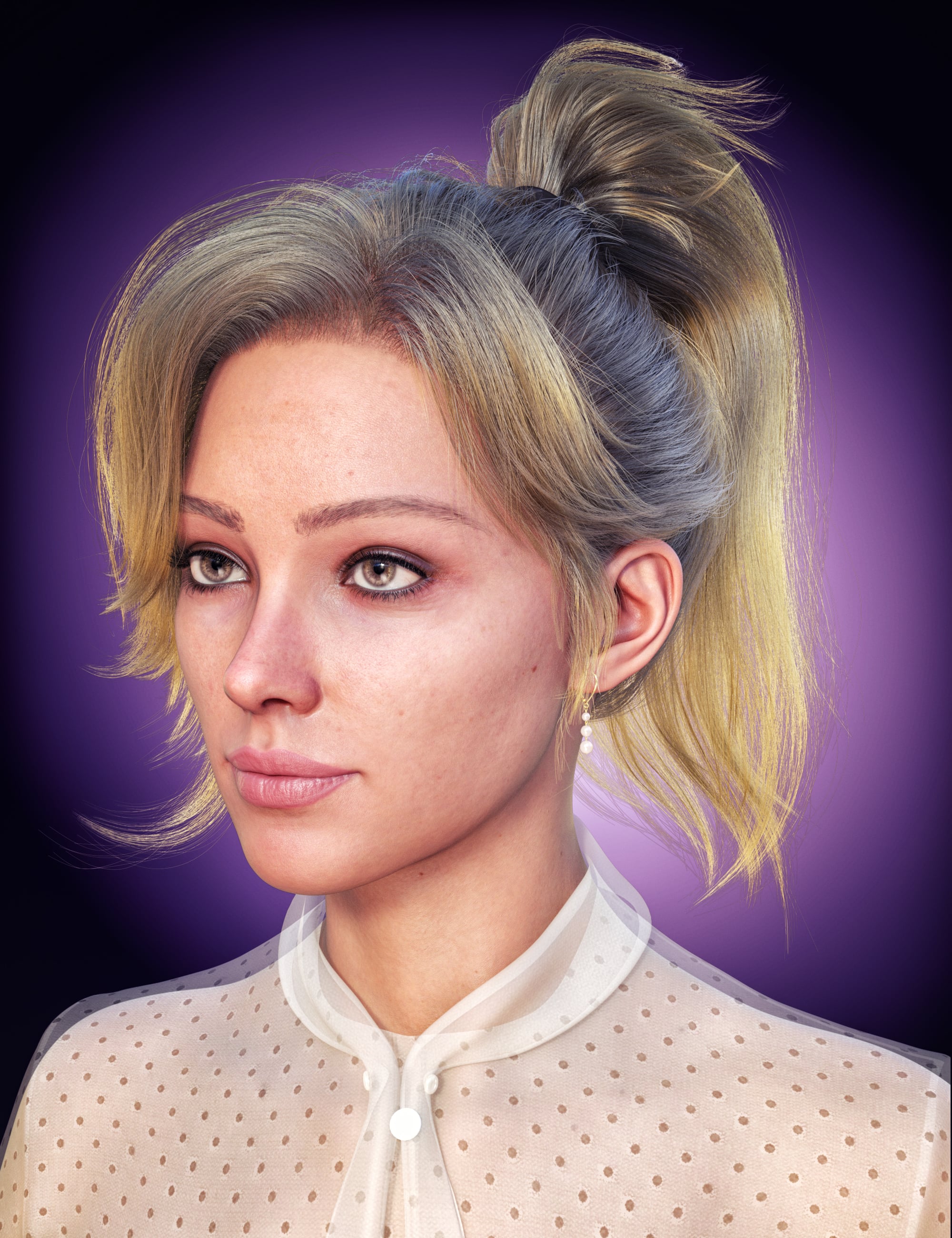dForce Strand-Based FE Swept Bangs Ponytail Hair for Genesis 9 and 8 by: FeSoul, 3D Models by Daz 3D