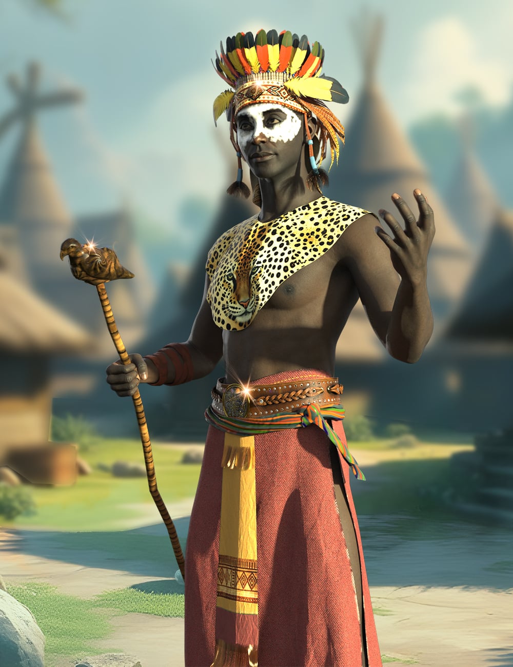 dForce Tribal Fantasy Outfit for Genesis 9 by: Meshitup, 3D Models by Daz 3D