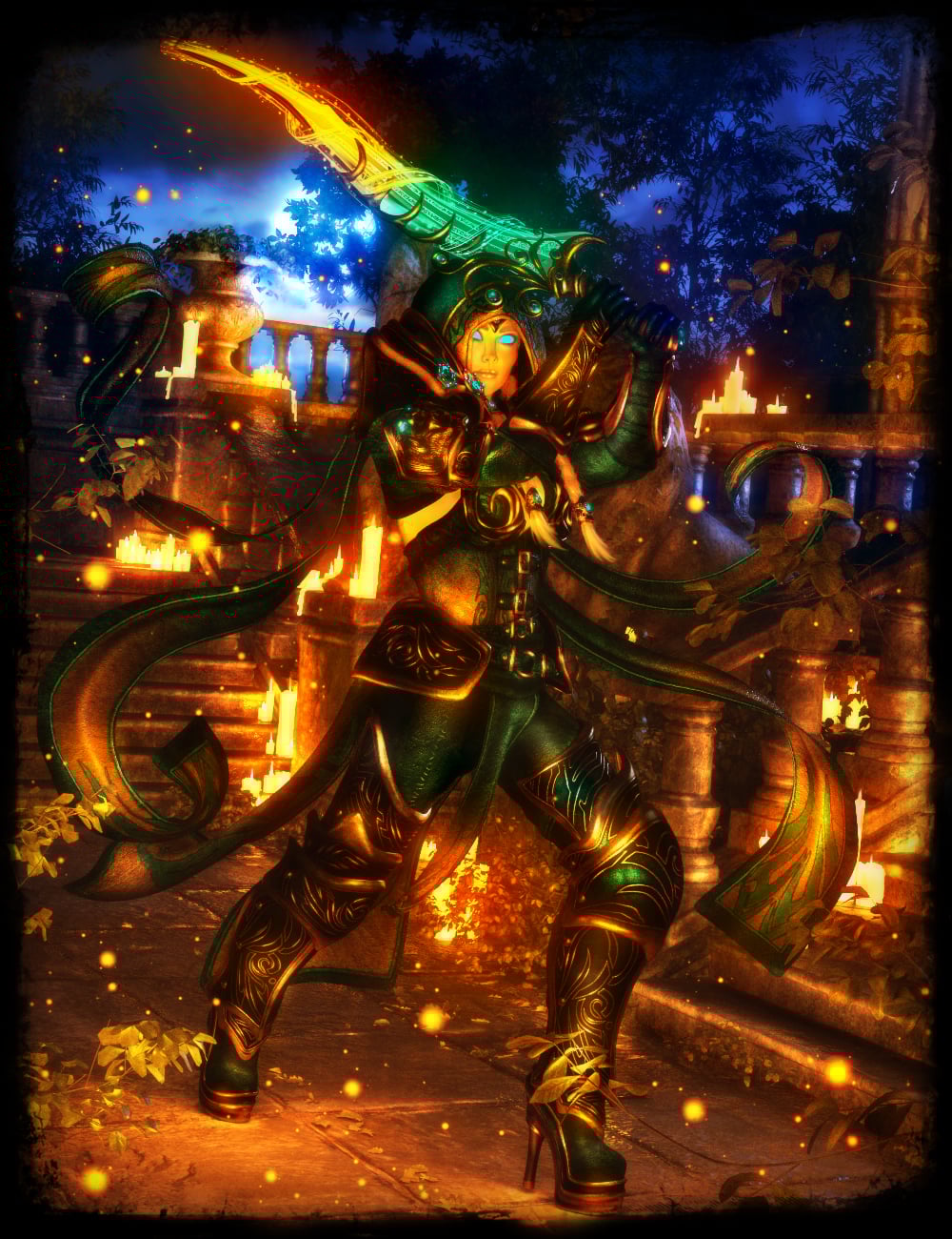 dForce Midnight Marauder Outfit for Genesis 9 by: IgnisSerpentus, 3D Models by Daz 3D