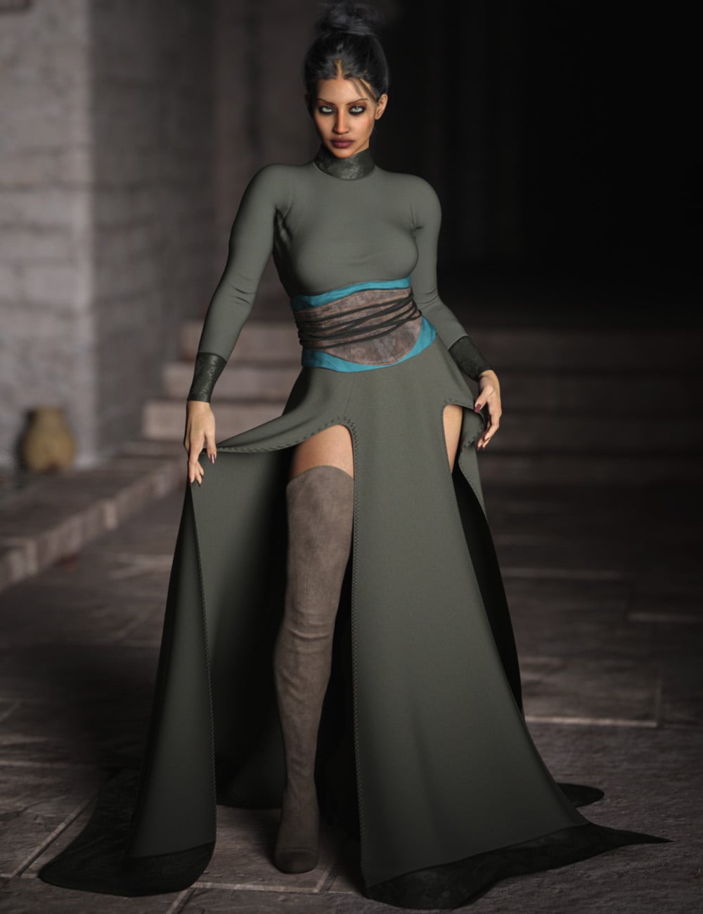 dForce CB Yara Clothing Set for Genesis 9 by: CynderBlue, 3D Models by Daz 3D