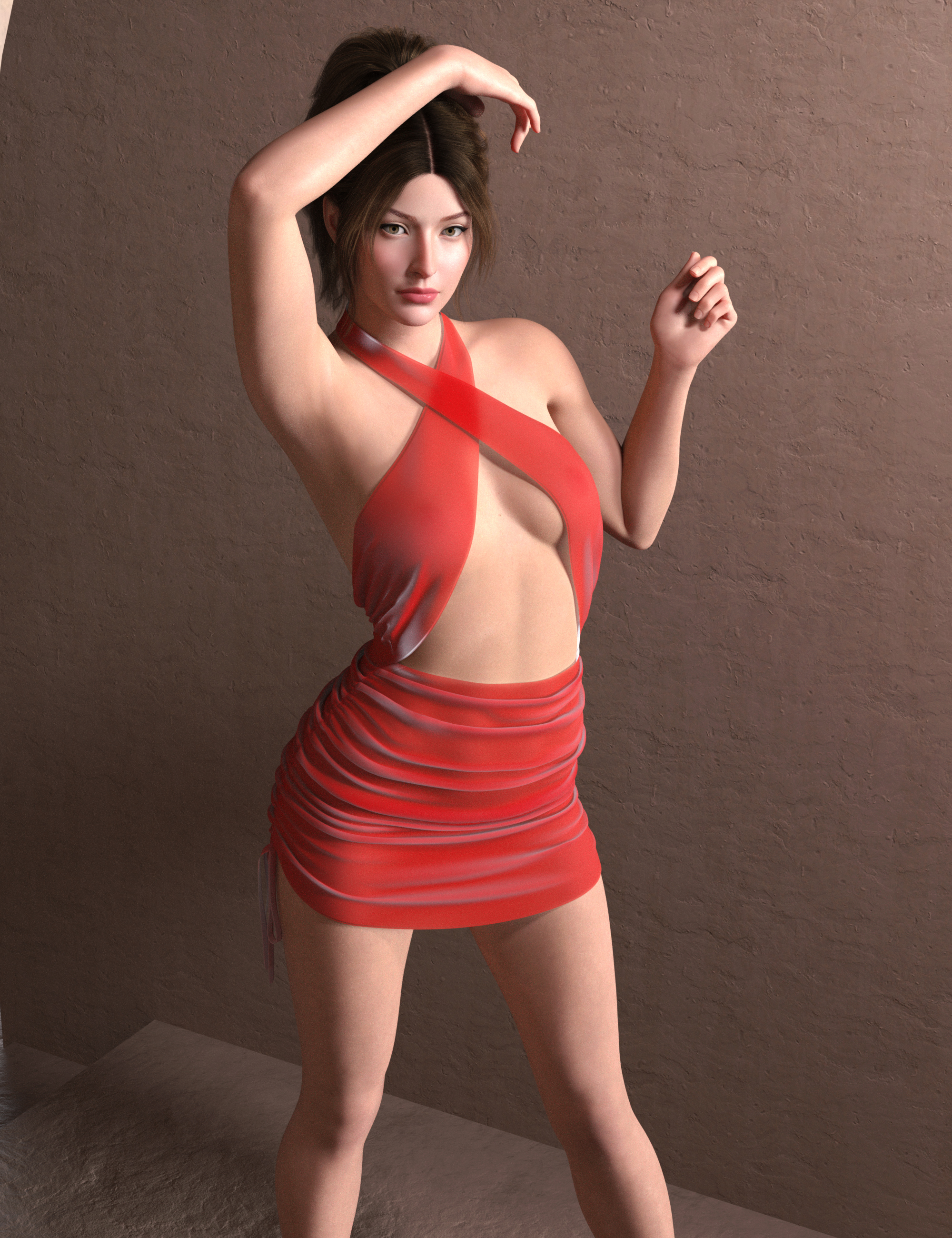 RQL dForce CrissKnot Ruched Mini Dress G8 & G8.1 Female by: StudioRQL, 3D Models by Daz 3D