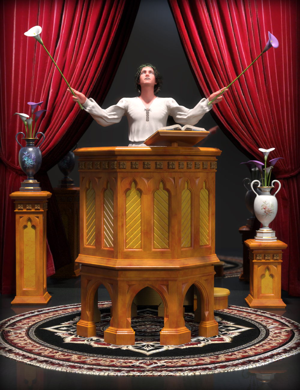 Gothic Pulpit Ensemble by: hypnagogia, 3D Models by Daz 3D