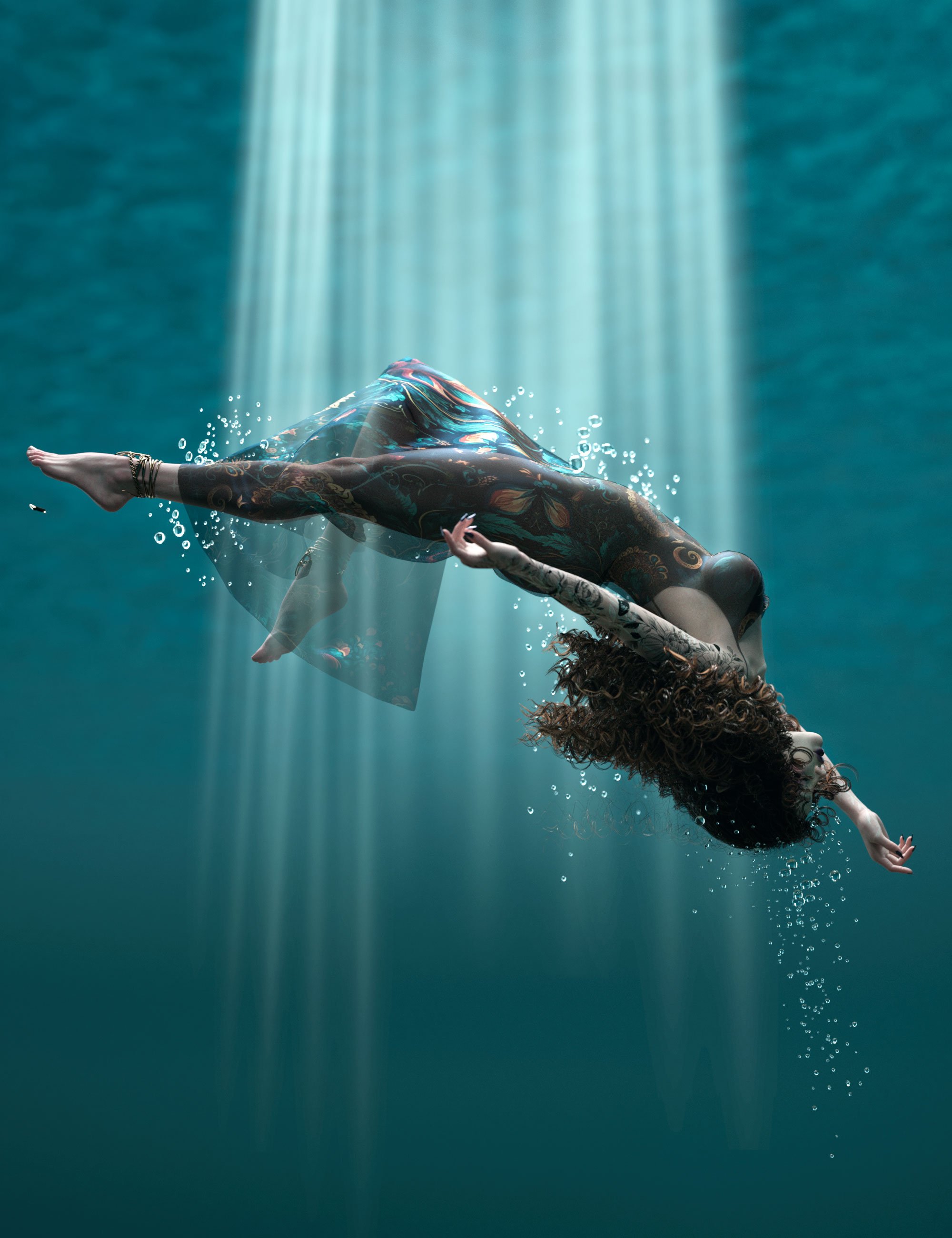 Underwater Grace Poses For Genesis 9 Feminine by: 3D SugarCosmoXpressionFriendship Studio, 3D Models by Daz 3D