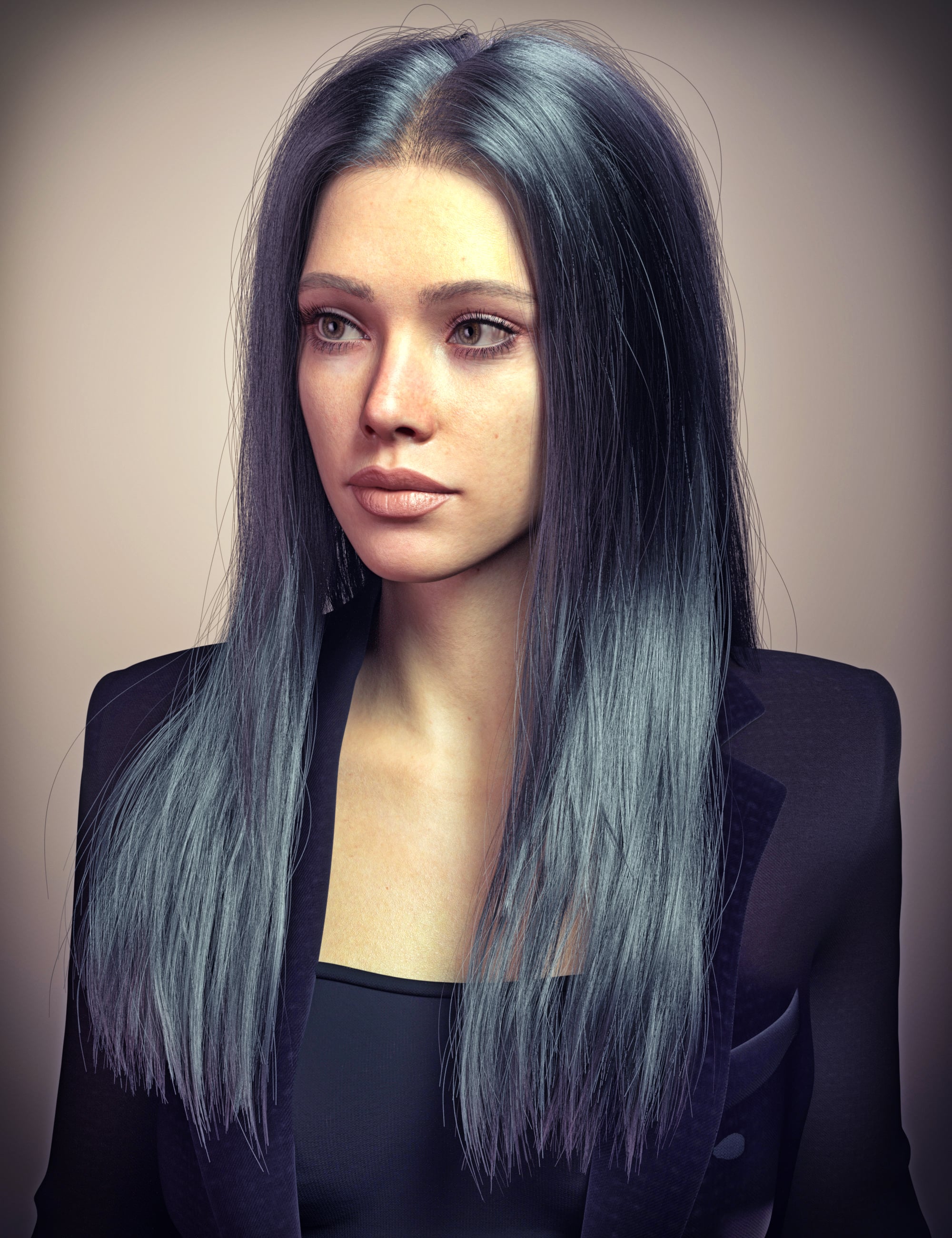 dForce Strand-Based FE Classic Straight Hair for Genesis 9, 8, and 8.1 by: FeSoul, 3D Models by Daz 3D