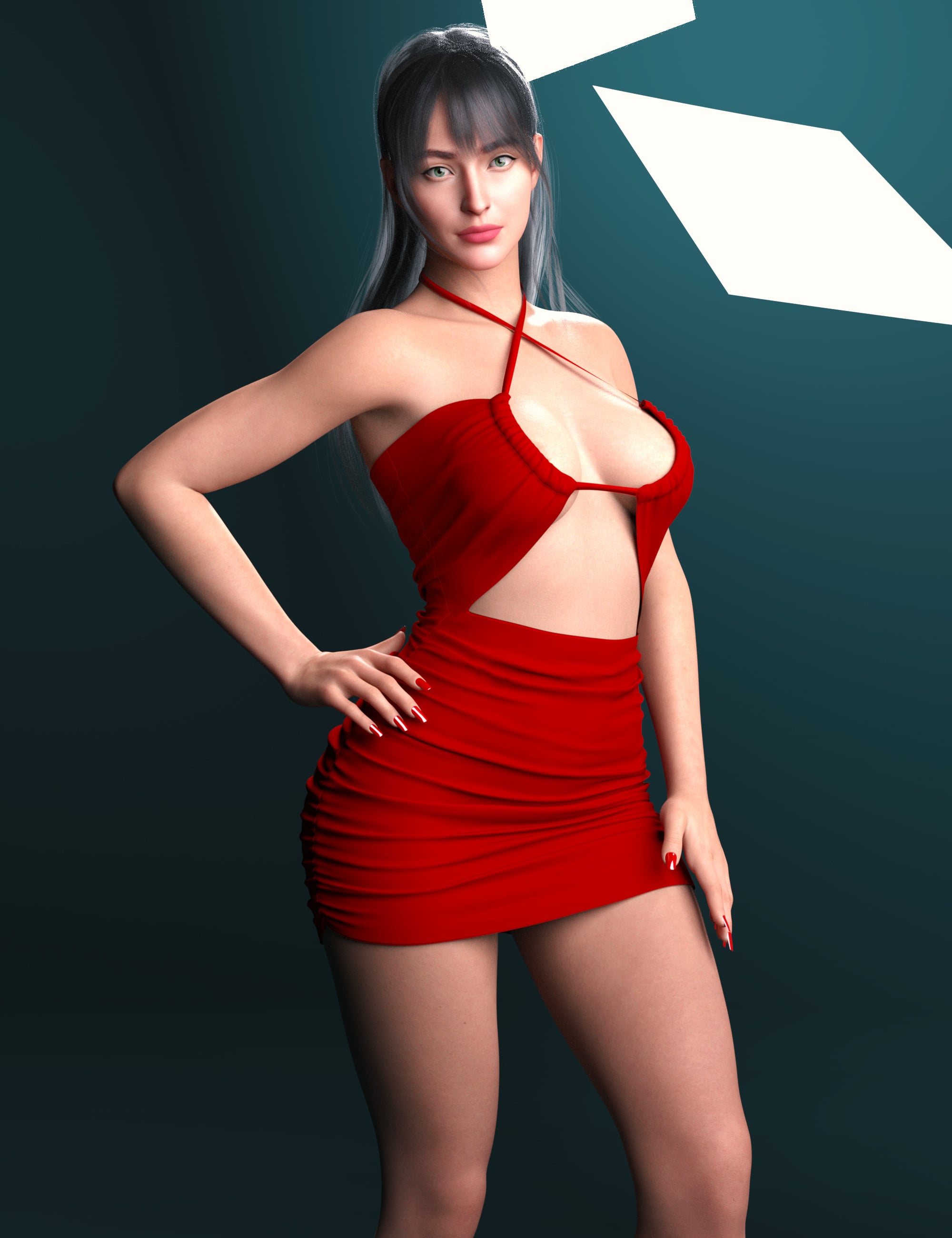 dForce RQL X-Strap Ruched Dress Genesis 8 and 8.1 Female by: StudioRQL, 3D Models by Daz 3D