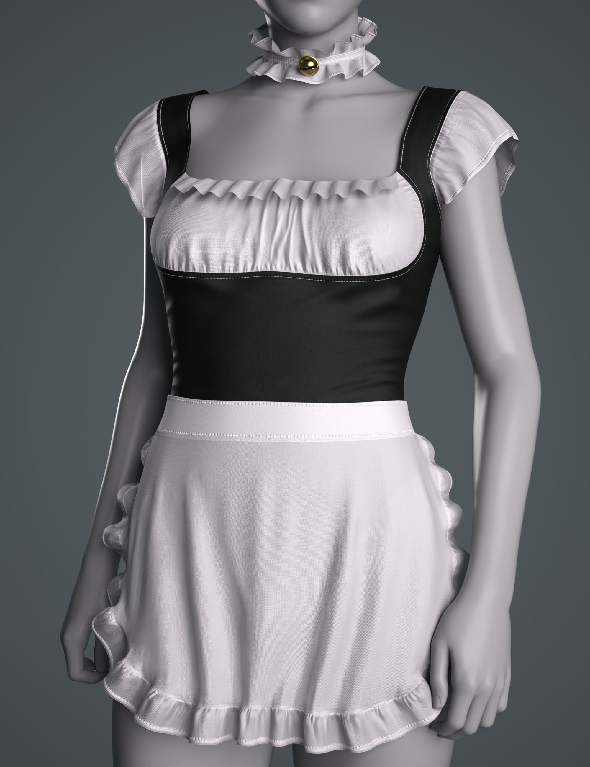 dForce GN Maid Bodysuit for Genesis 9, 8.1, and 8 Female by: Goanna, 3D Models by Daz 3D