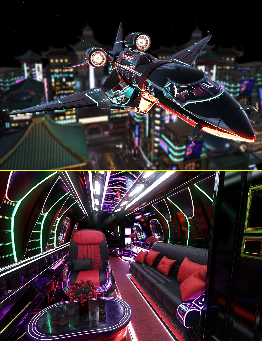 XI Cyberpunk Private Jet by: Xivon, 3D Models by Daz 3D