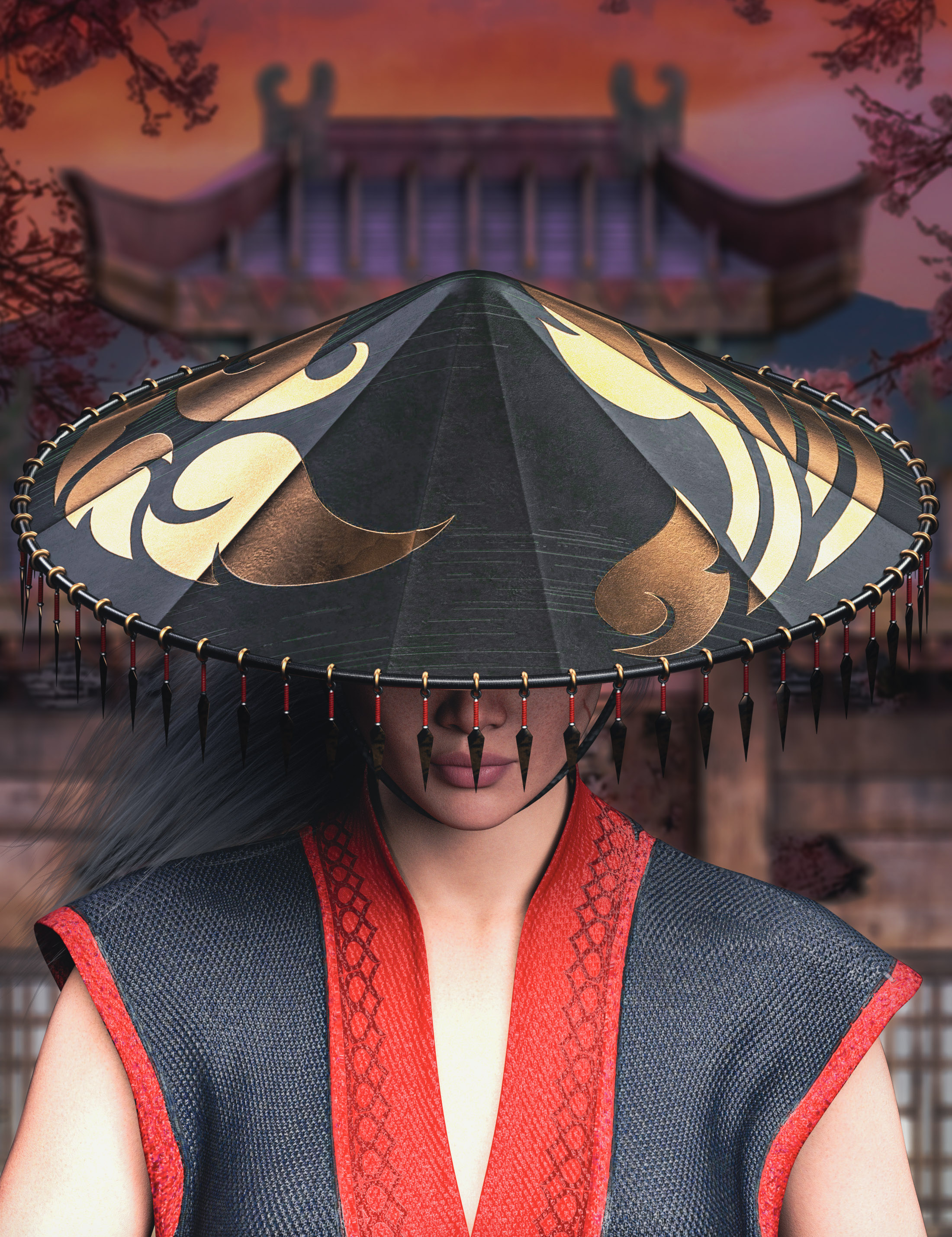 Akai Defender: Jingasa Hat Prop by: Otart, 3D Models by Daz 3D