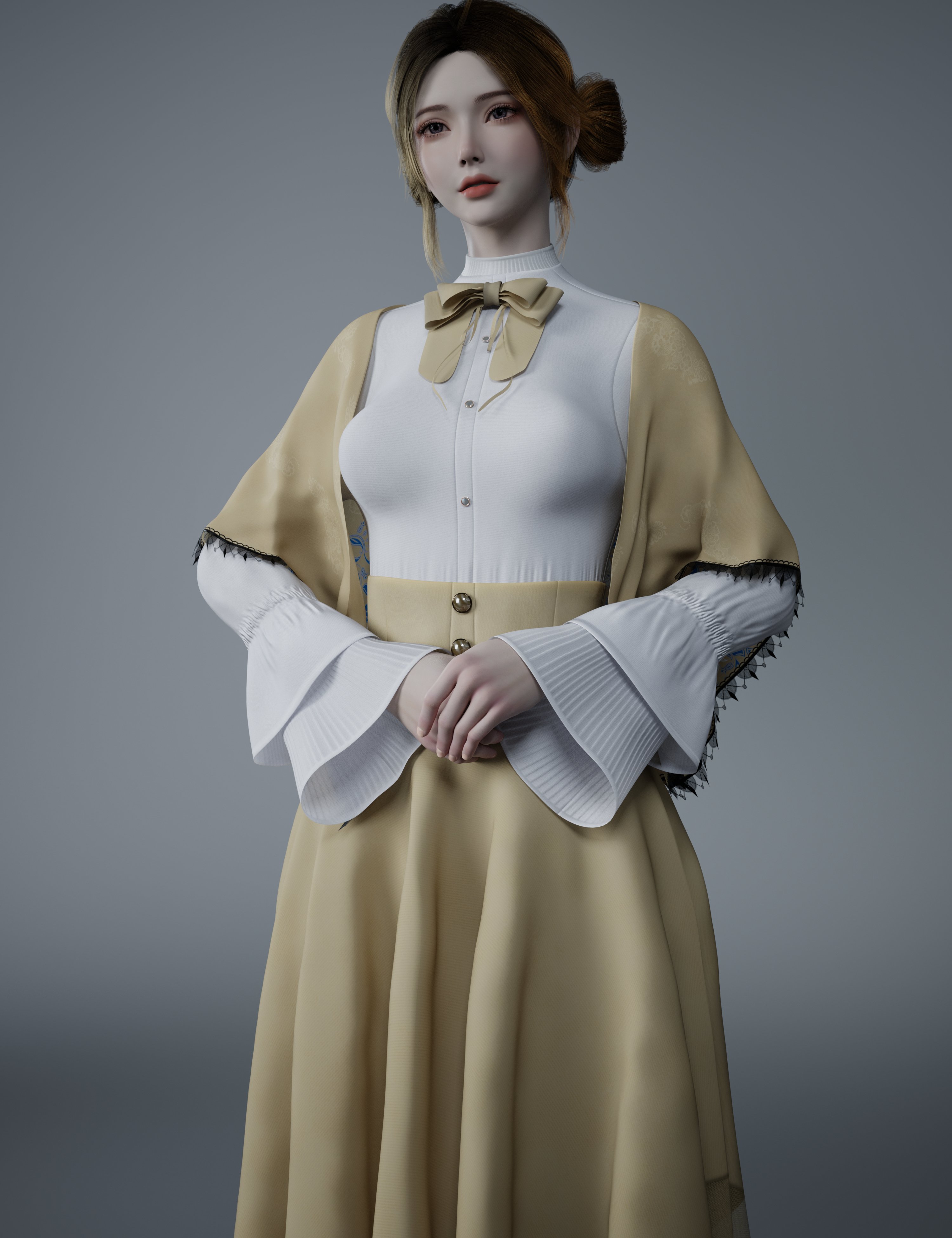 dForce Vintage Style Irregular Skirts And Shawls Outfit for Genesis 9 by: yuke, 3D Models by Daz 3D