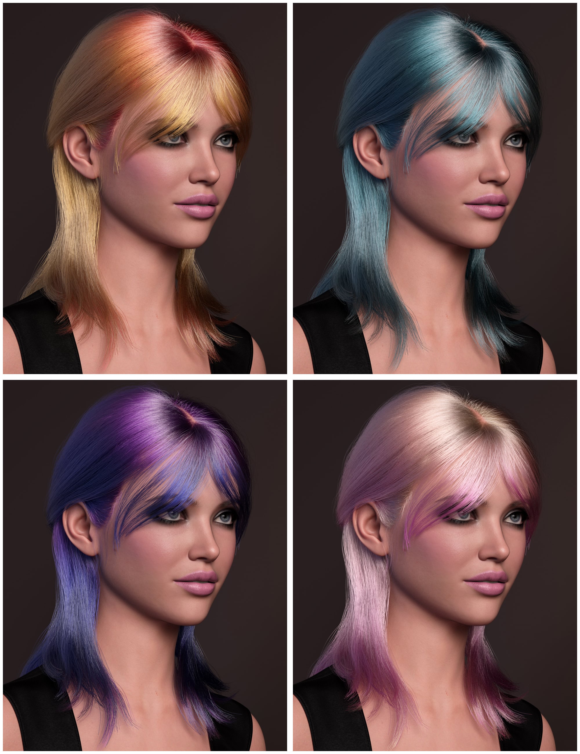 dForce Strand-Based Softly Tied Ponytail Hair Color Expansion by: outoftouch, 3D Models by Daz 3D
