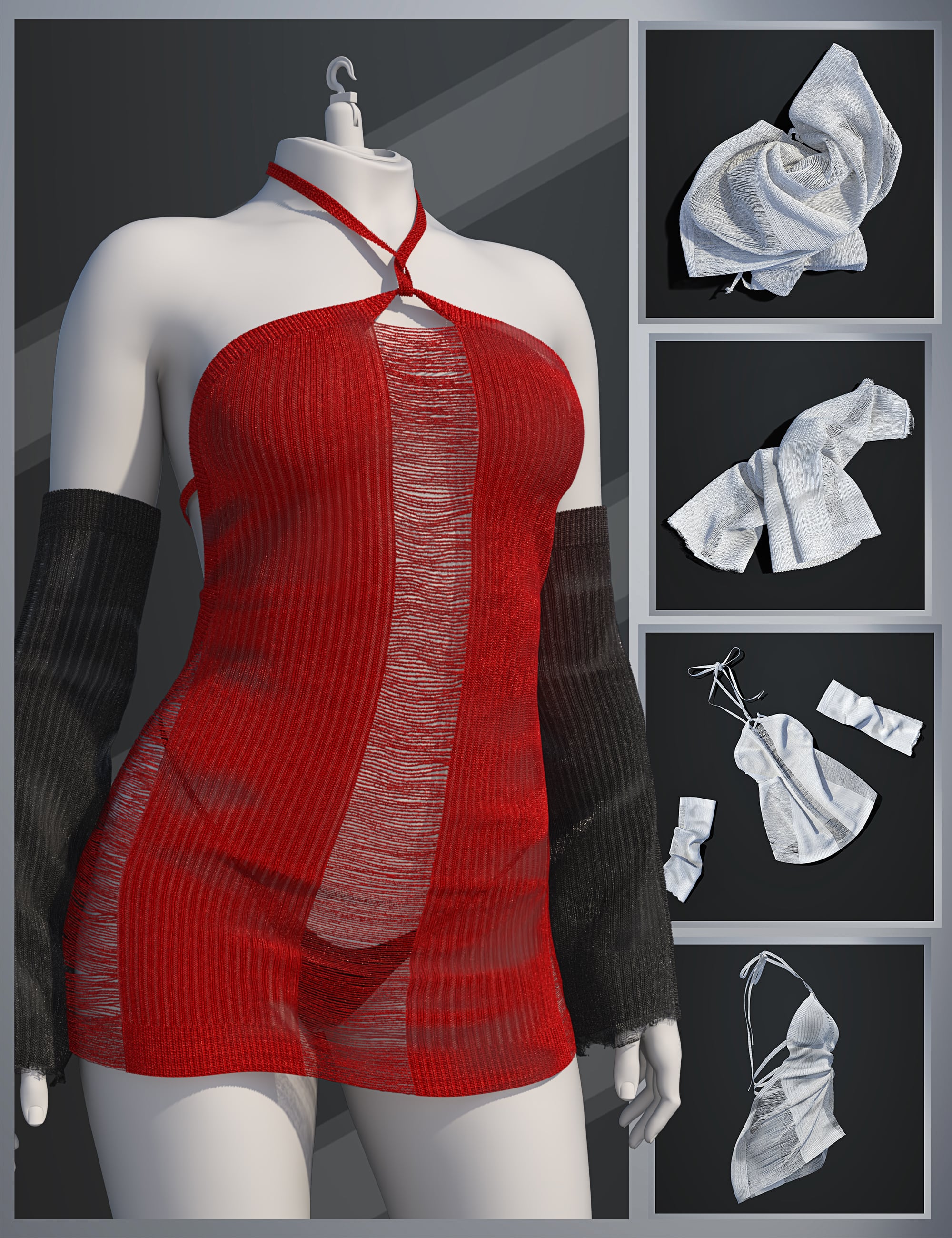 dForce SU Sensual Cutout Dress for Genesis 9 by: Sue Yee, 3D Models by Daz 3D