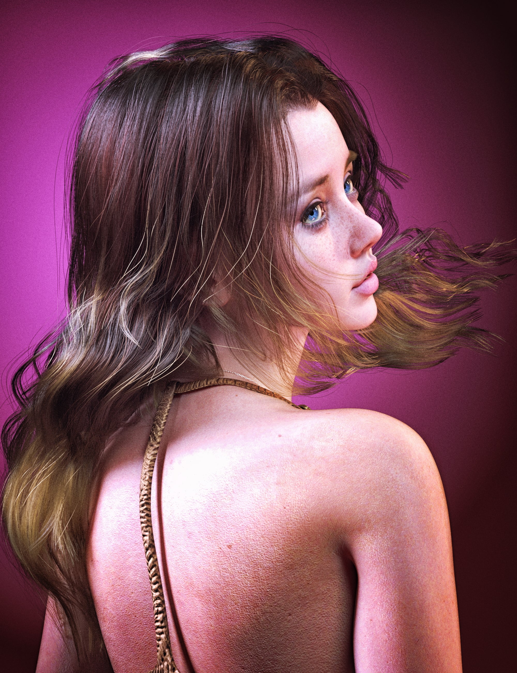 dForce Strand-Based FE Vibrant Long Hair for Genesis 9,8 by: FeSoul, 3D Models by Daz 3D