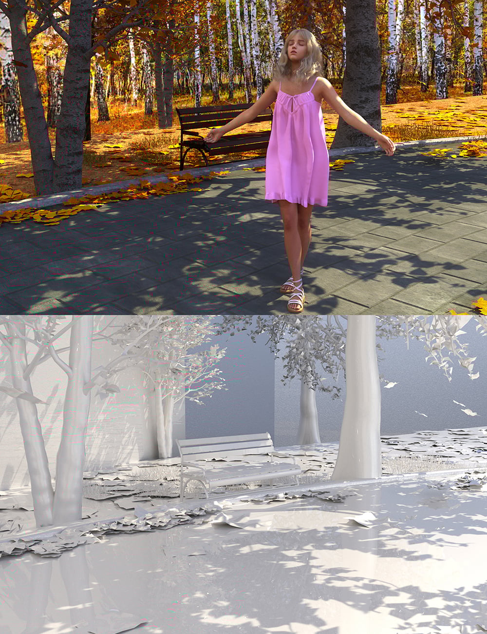 Warn Autumn Park by: Magic Brush, 3D Models by Daz 3D
