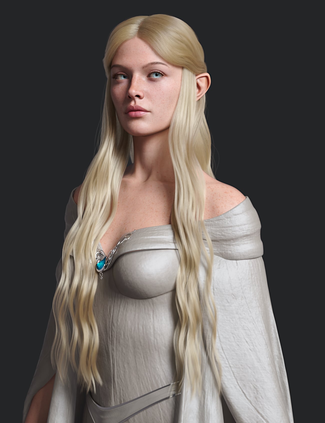 dForce Long Elven Hair for Genesis 9 by: Toyen, 3D Models by Daz 3D