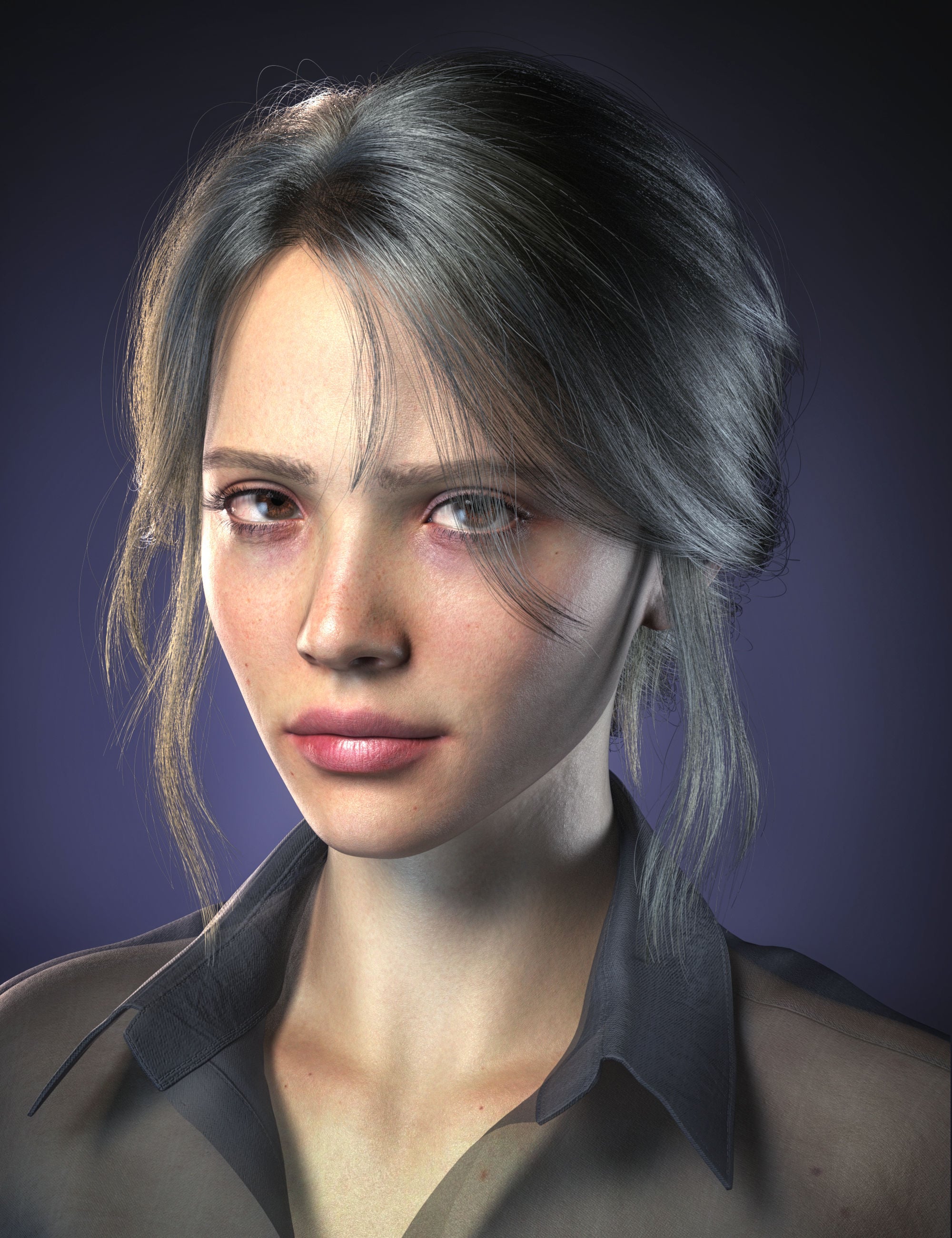 dForce Strand-Based FE Messy Updo Hair for Genesis 9,8 and 8.1 by: FeSoul, 3D Models by Daz 3D