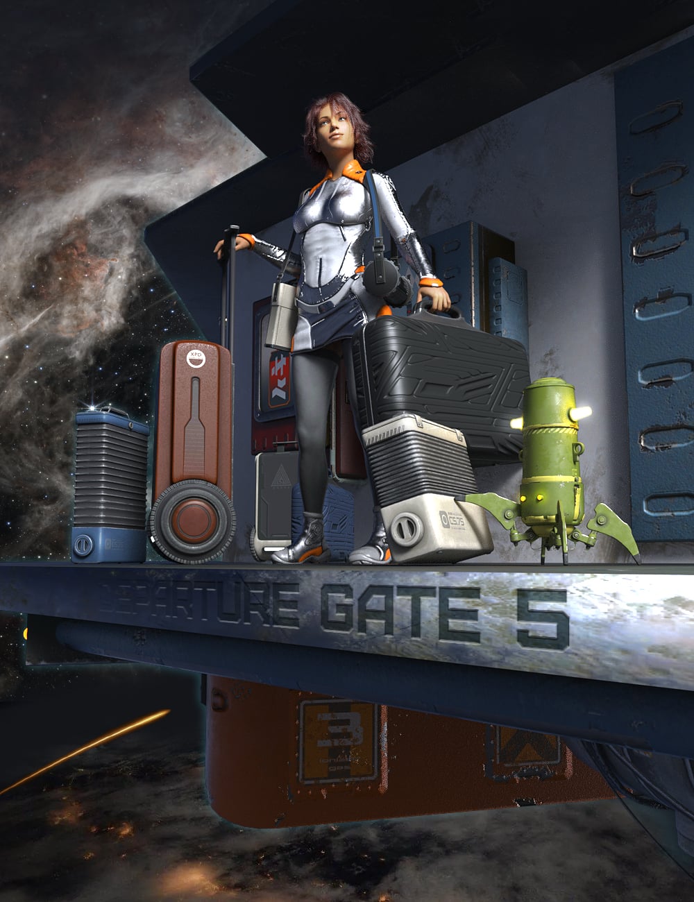 Sci-Fi Luggage Set by: The AntFarm, 3D Models by Daz 3D