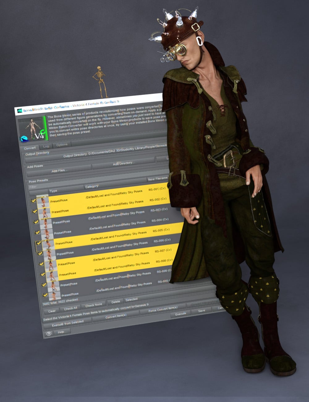 Bone Minion Batch Converter for Generation 4 Poses by: RiverSoft Art, 3D Models by Daz 3D
