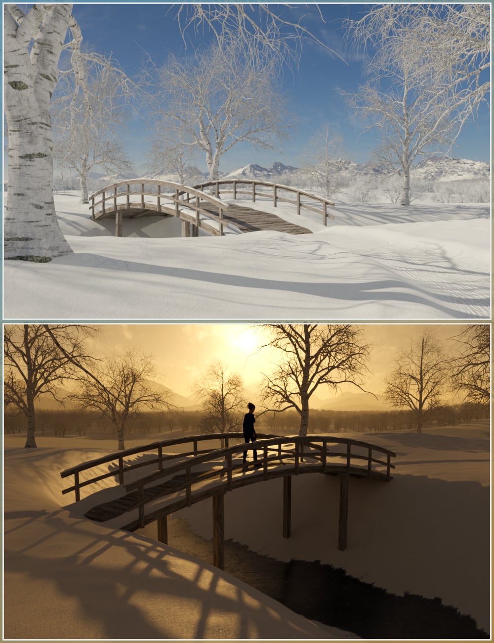 Easy Environments: Winter Bridge by: Flipmode, 3D Models by Daz 3D
