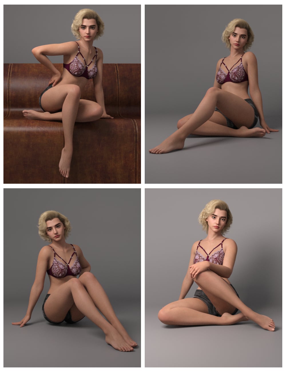 EG Lovely Poses 1 Genesis 9 Bundle by: Ergou, 3D Models by Daz 3D