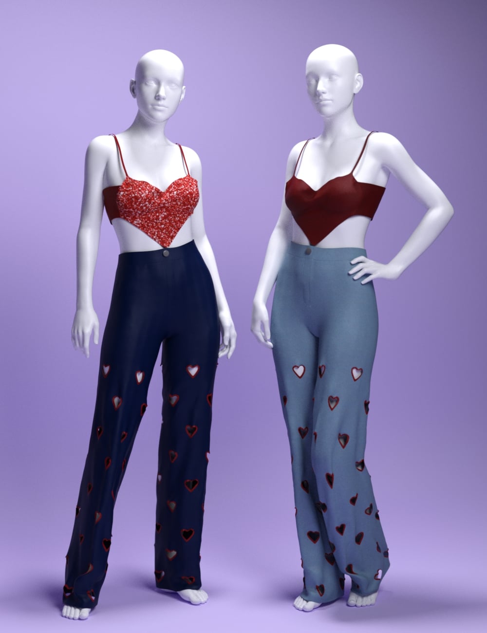 dForce MS Fashion Heart Outfit by: MavisSky, 3D Models by Daz 3D