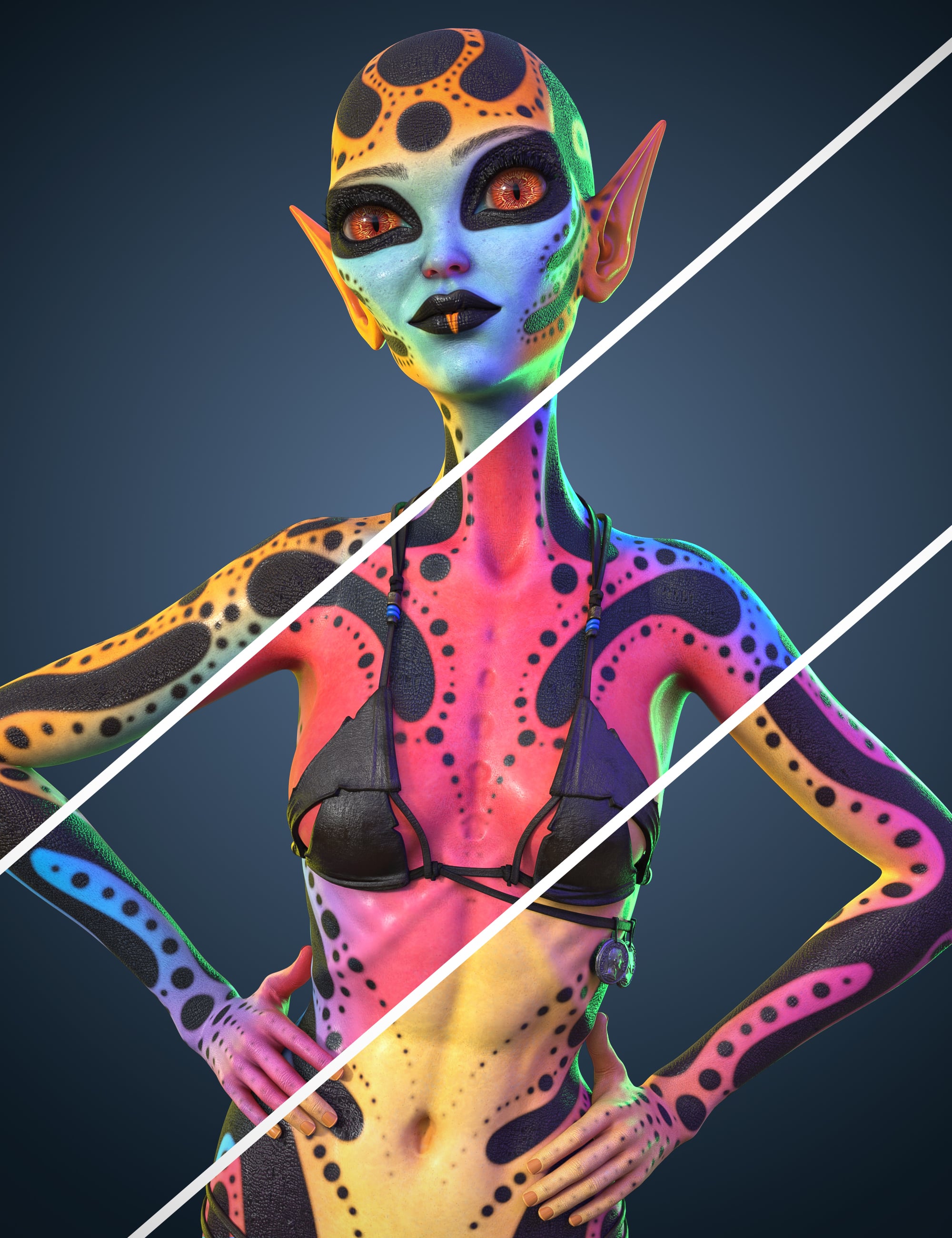 SE Veira Lizard Skin for Genesis 9 by: Space Elsa, 3D Models by Daz 3D