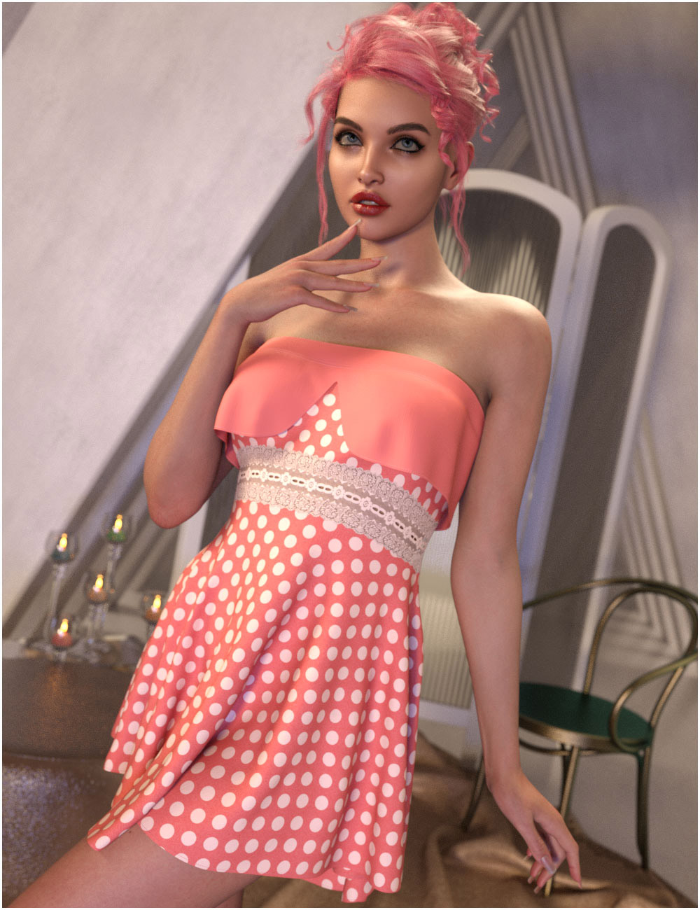 dForce Korah Dress for Genesis 9 by: Belladzines, 3D Models by Daz 3D