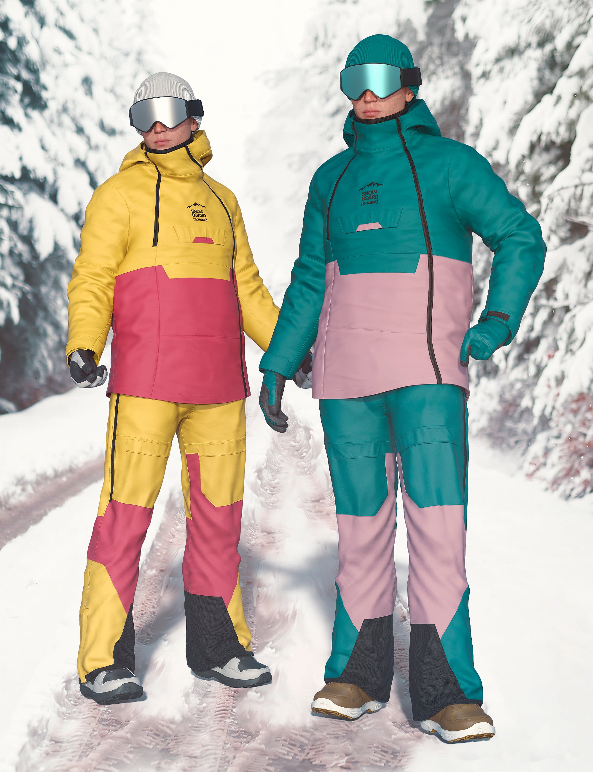 dForce Snowboard Outfit for Genesis 9 Texture Add-On by: fjaa3d, 3D Models by Daz 3D