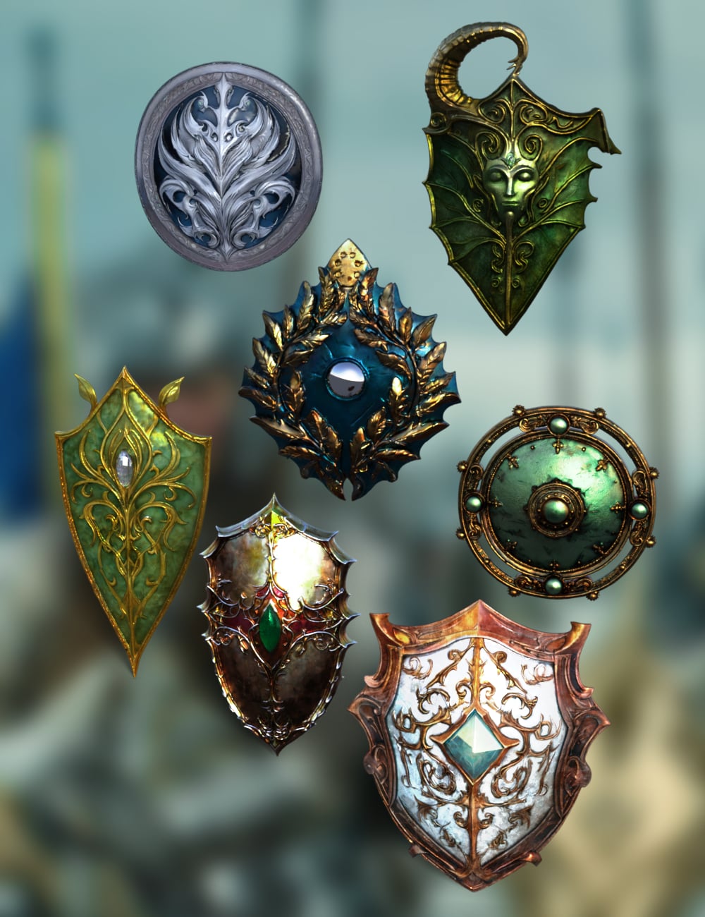 Elven Battle Shields by: kubramatic, 3D Models by Daz 3D
