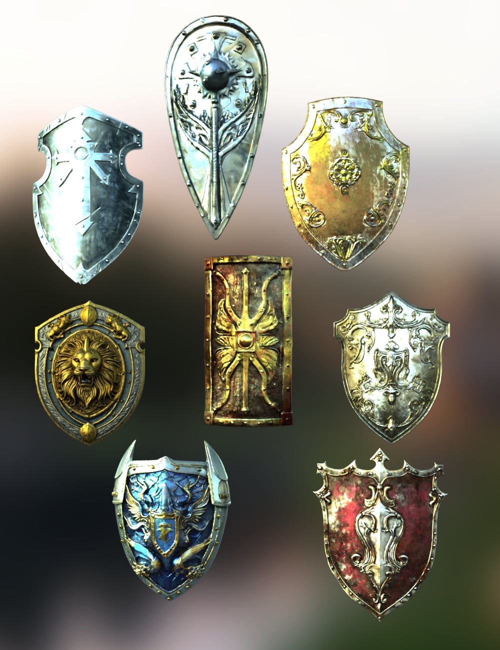 Mythbound Shields by: kubramatic, 3D Models by Daz 3D