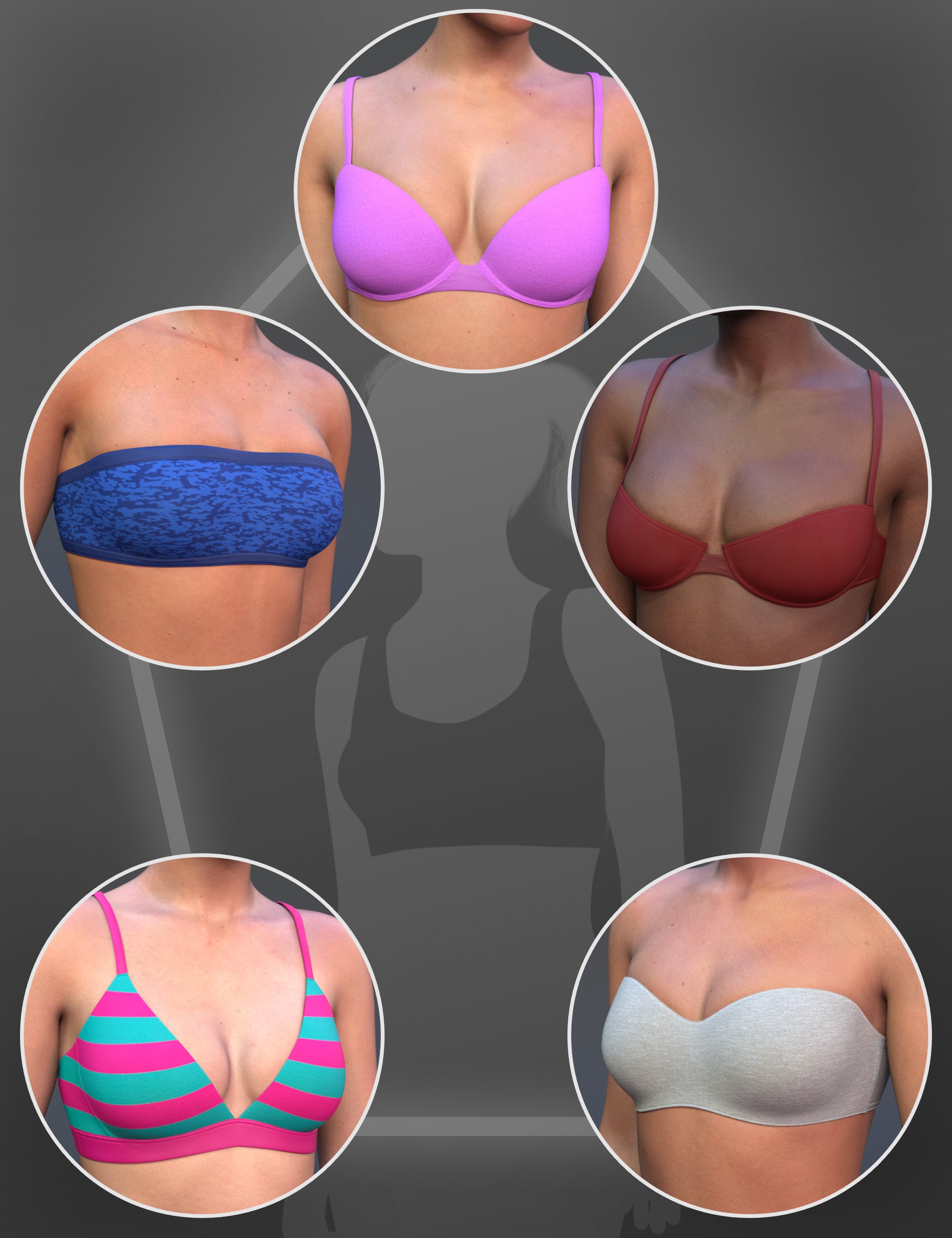 NG Cotton Bras Base Collection Volume 2 for Genesis 9 by: NewGuy, 3D Models by Daz 3D
