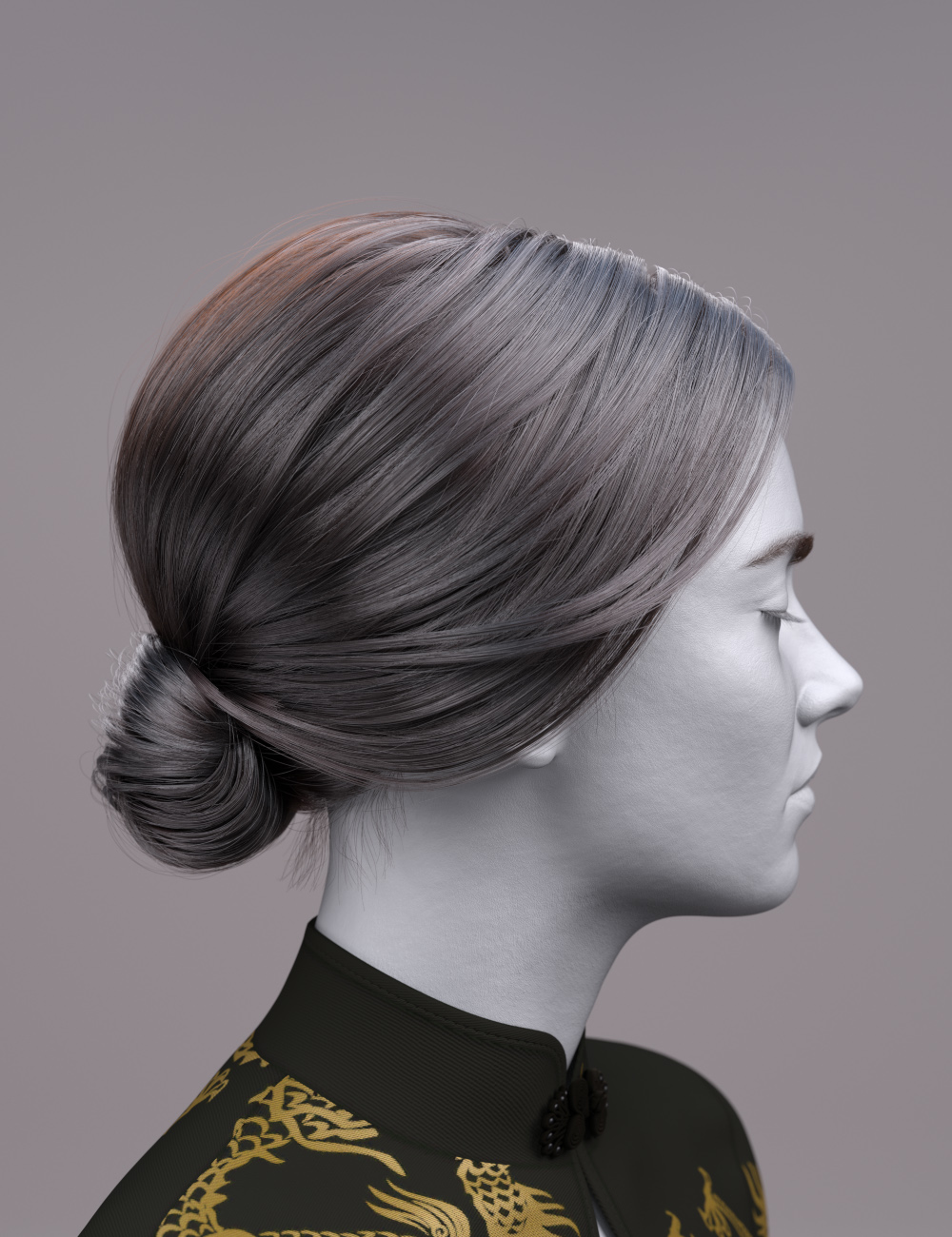 dForce FV Low Bun Updo Hair for Genesis 9 by: ForlornVoid, 3D Models by Daz 3D