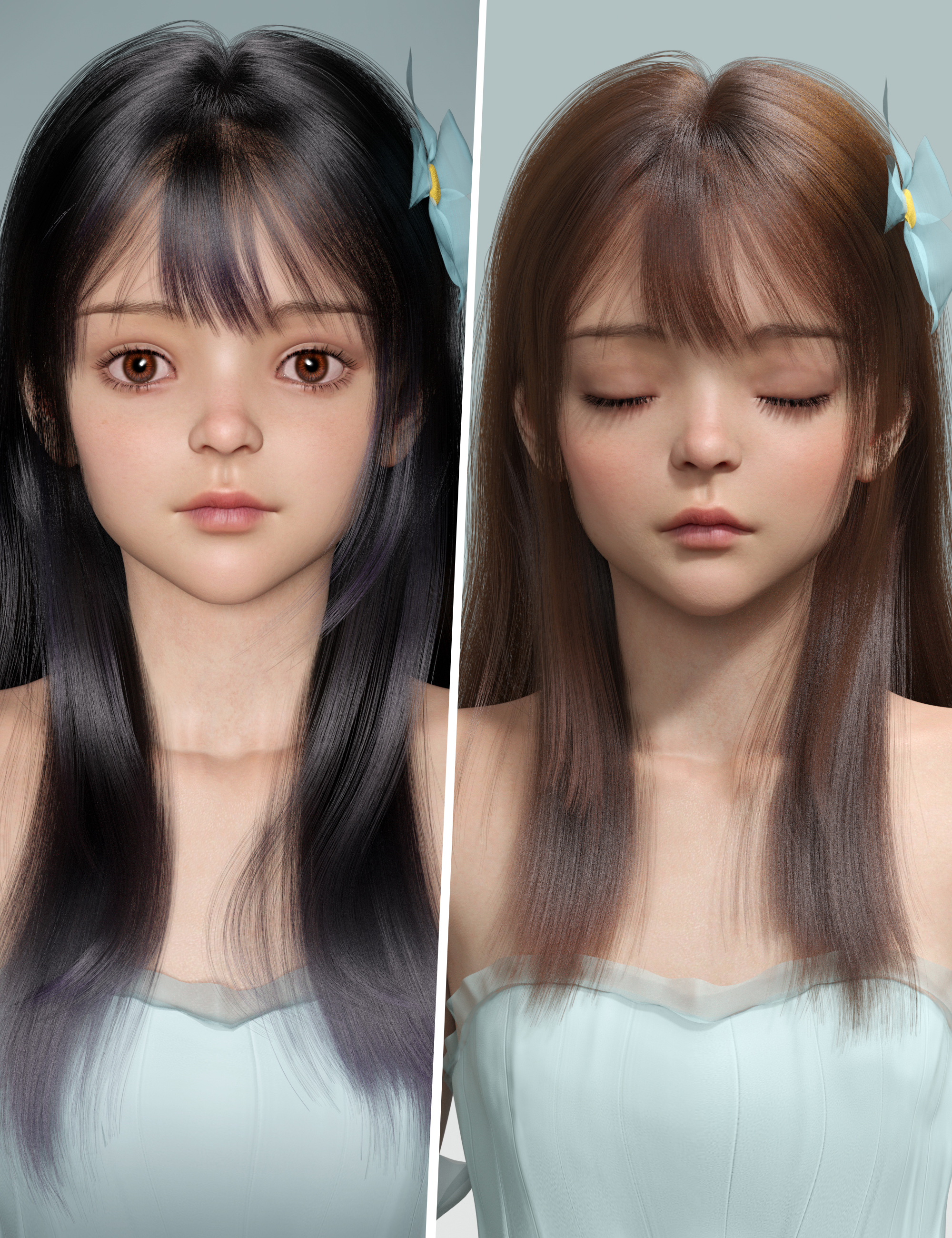 dForce Beautiful Long Hair for Genesis 9 by: Magic Brush, 3D Models by Daz 3D