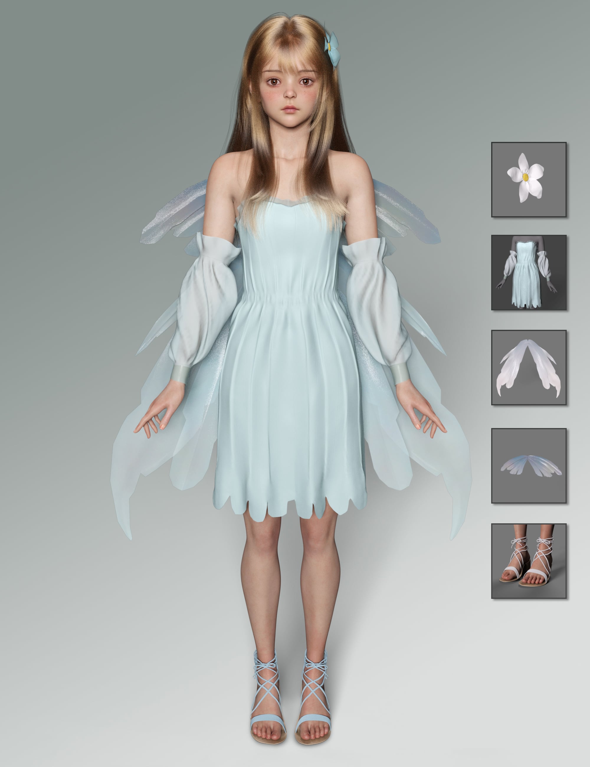 dForce Elf Style Dress for Genesis 9 Feminine by: Magic Brush, 3D Models by Daz 3D
