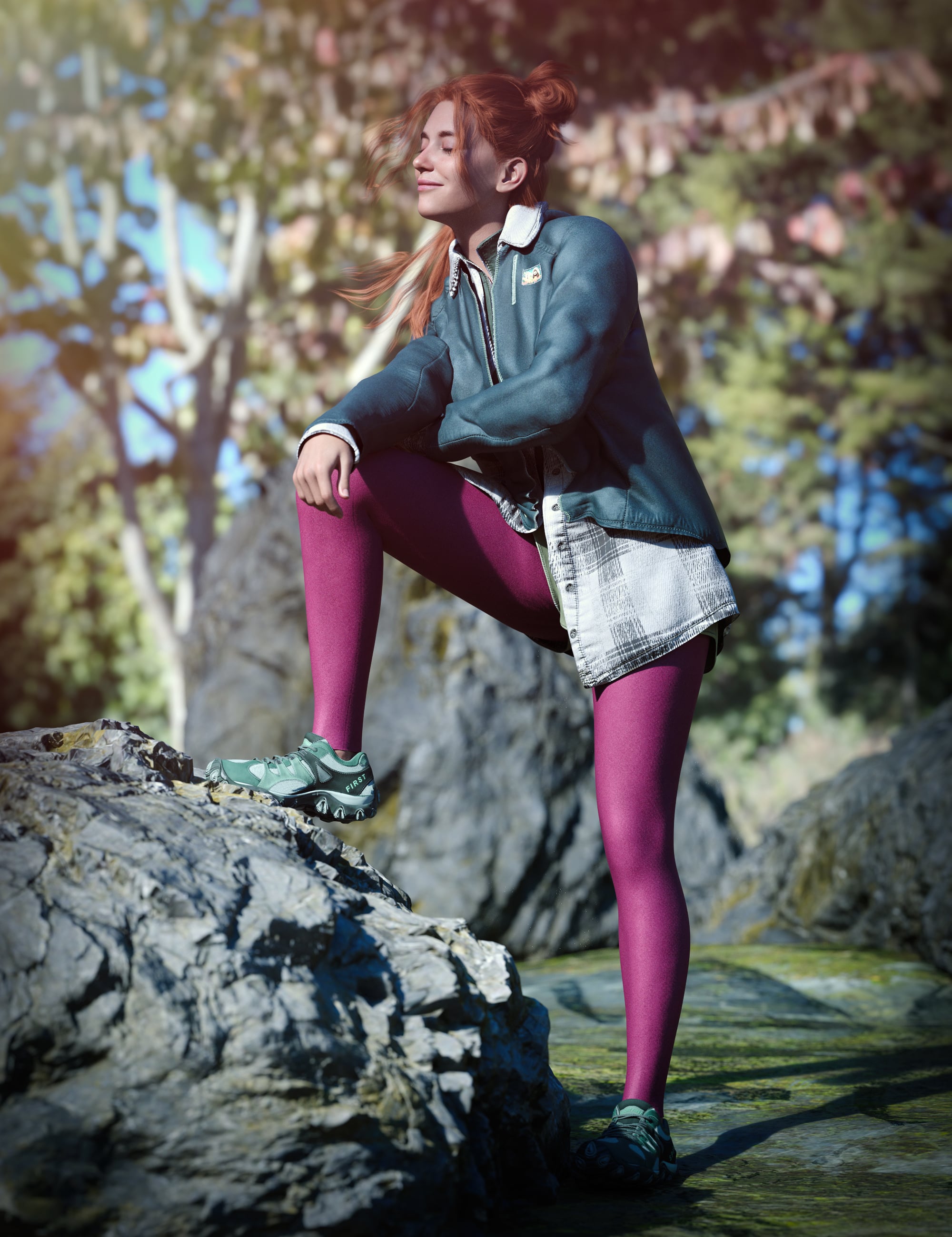 dForce Autumn Hiking Outfit for Genesis 9 by: Barbara Brundon, 3D Models by Daz 3D
