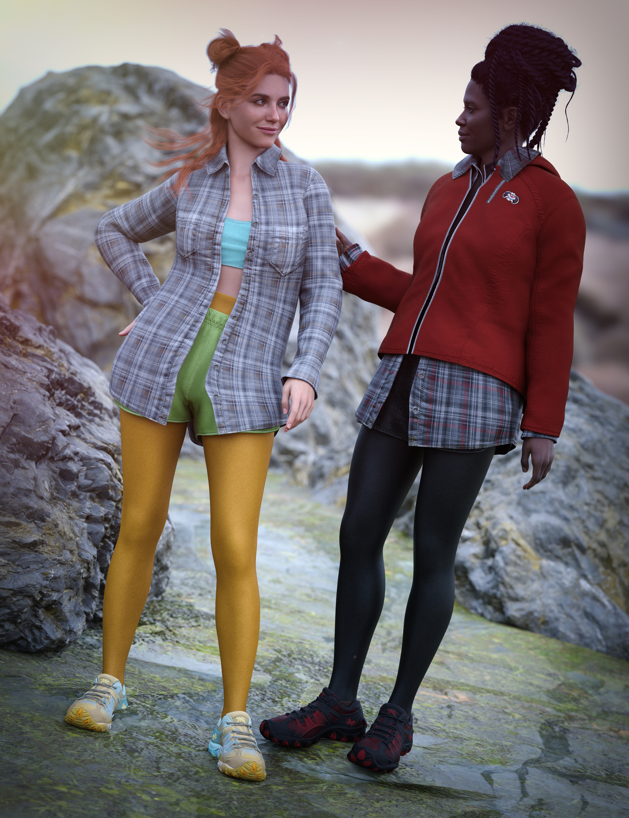 dForce Autumn Hiking Outfit Texture Add-On by: Barbara Brundon, 3D Models by Daz 3D