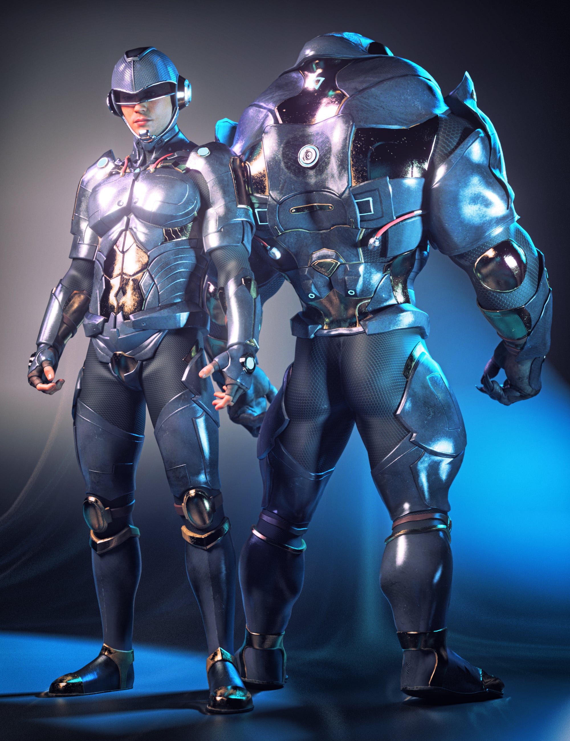 dForce XBit MechWarrior Outfit for Genesis 9 by: X-BIT, 3D Models by Daz 3D